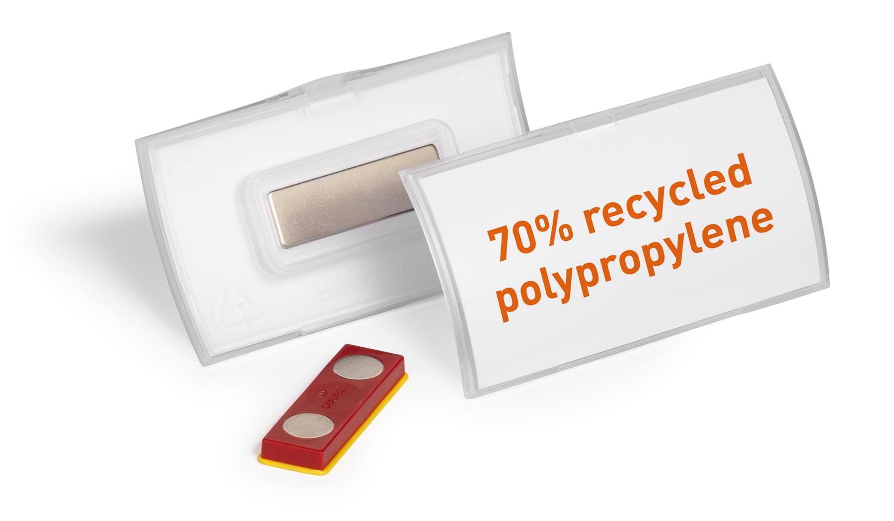 Durable CLICK FOLD Recycled Magnet Name Tag Badge Holders | 10 Pack | 40 x 75mm
