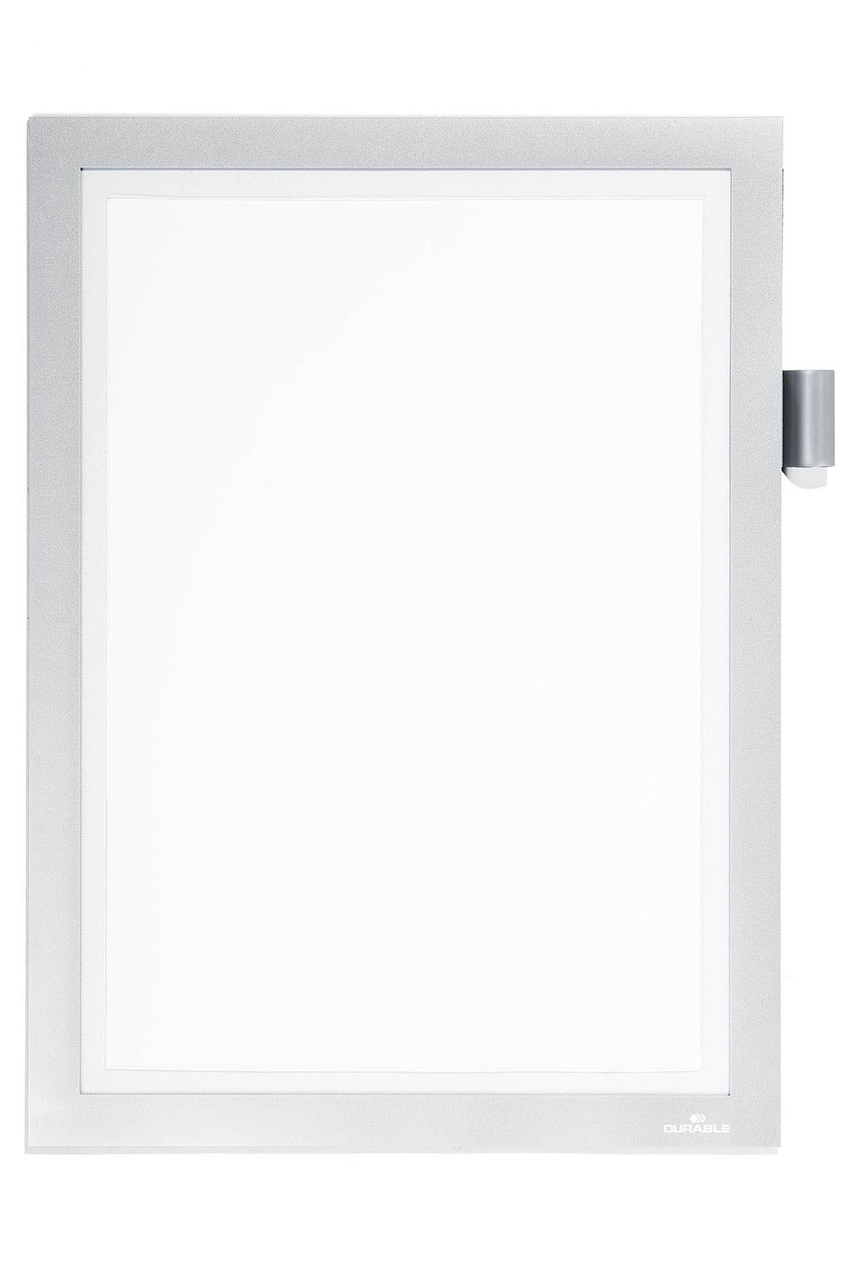 Durable DURAFRAME NOTE Magnetic Document Frame for Metal | A4 Silver