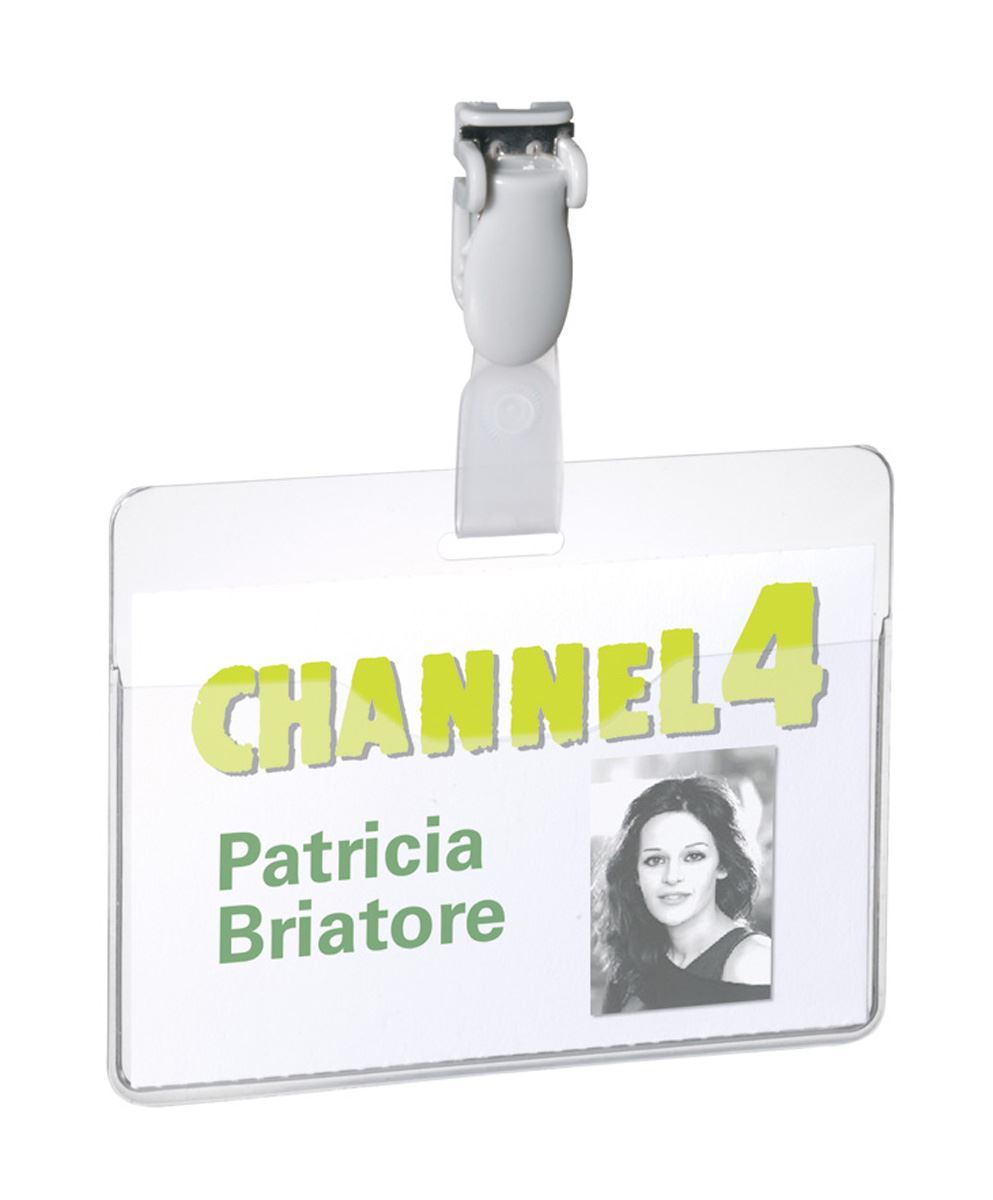 Durable Conference Clip Name Tag ID Badge Holders + Cards | 25 Pack | 60 x 90mm