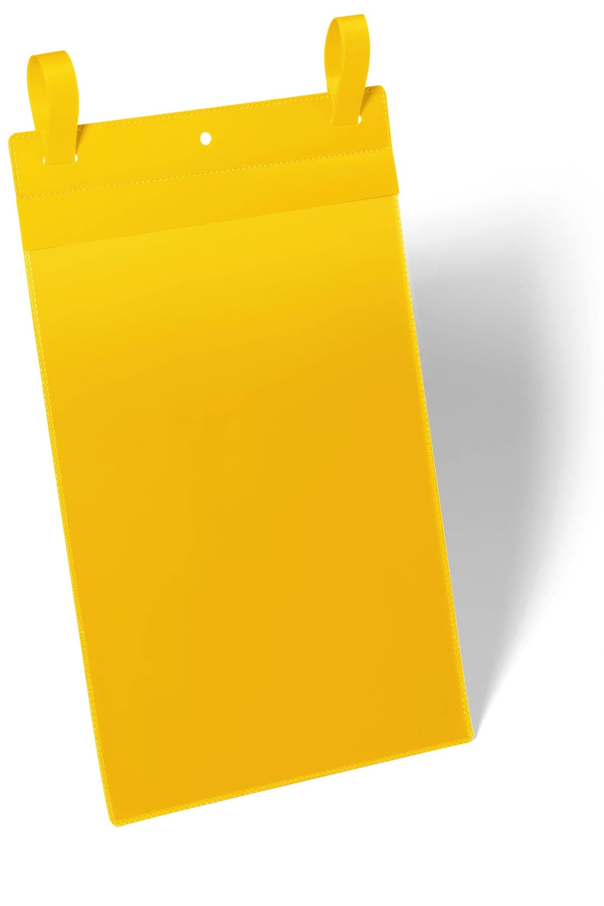 Durable Strap Ticket Holder Document Pocket Portrait | 50 Pack | A4 Yellow