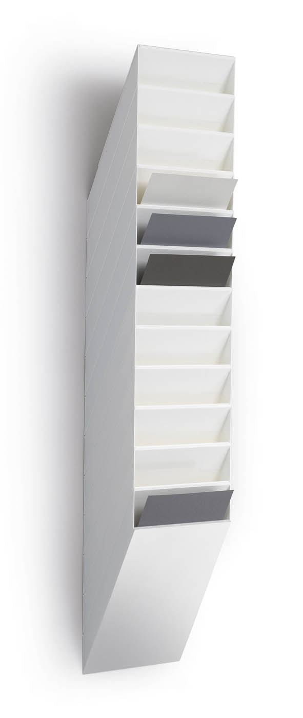 Durable FLEXIBOXX 12 Wall Mounted Literature Tray | A4 Portrait Holder | White