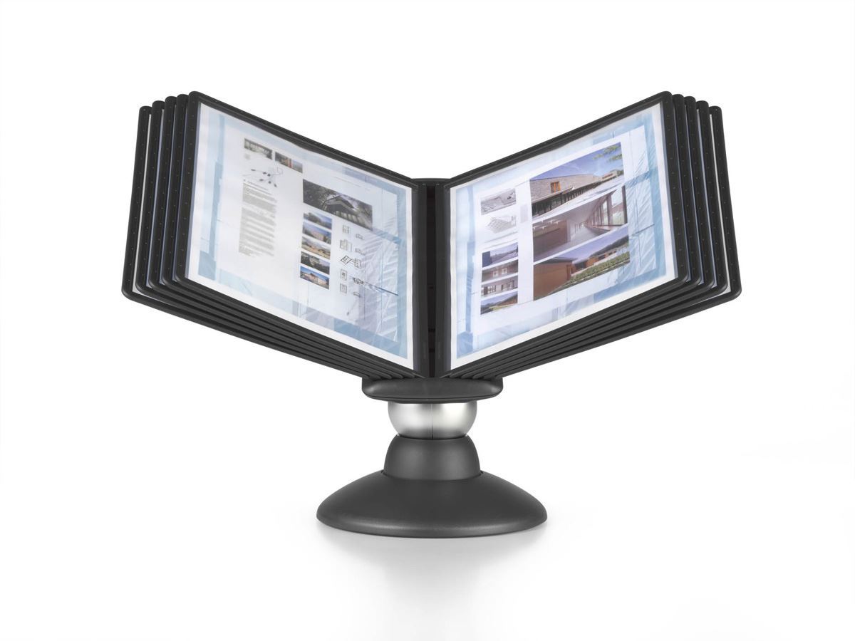 Durable SHERPA MOTION 360 Degree Desk Display Panel Stand | 10 Panels | A4 Black