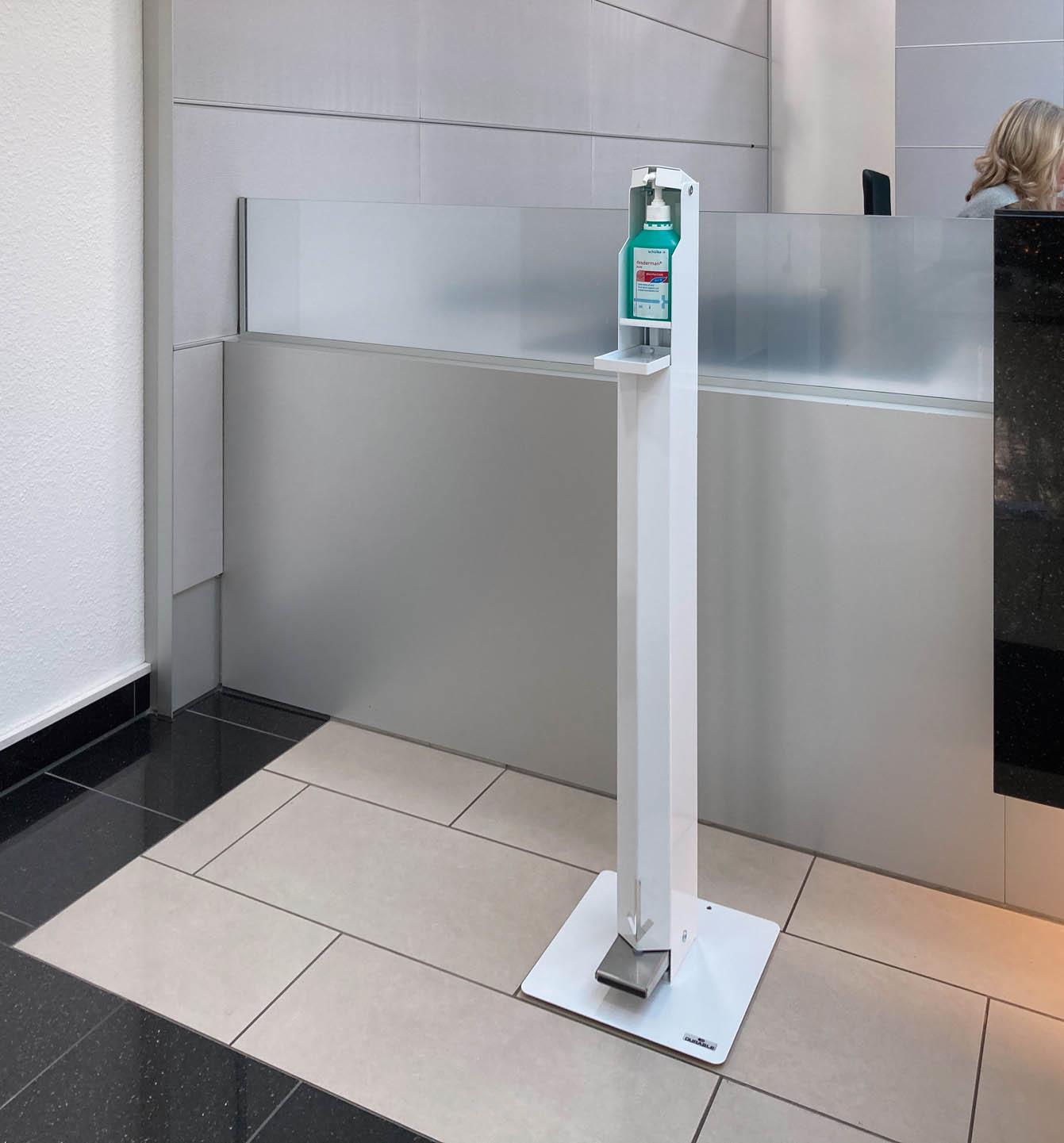 Durable Foot Pedal Hand Sanitiser Disinfectant Dispenser Floor Stand | White