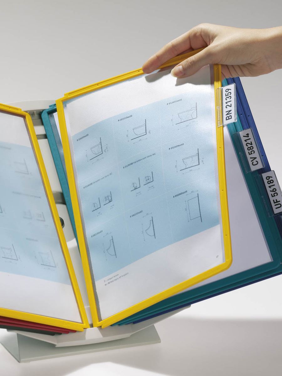 Durable VARIO PRO 10 Display Panel Desk Stand | 10 Panels | A4 Colour Coded