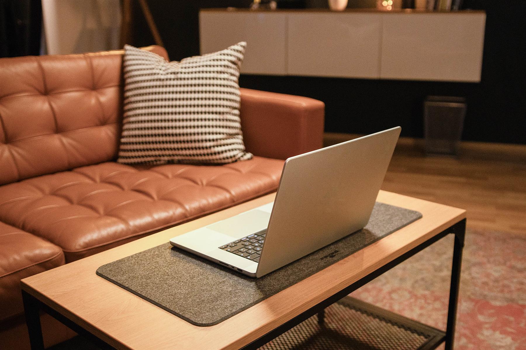 Durable Premium Soft Felt Desk Mat | with Fold Out Phone Holder | 70 x 33 cm