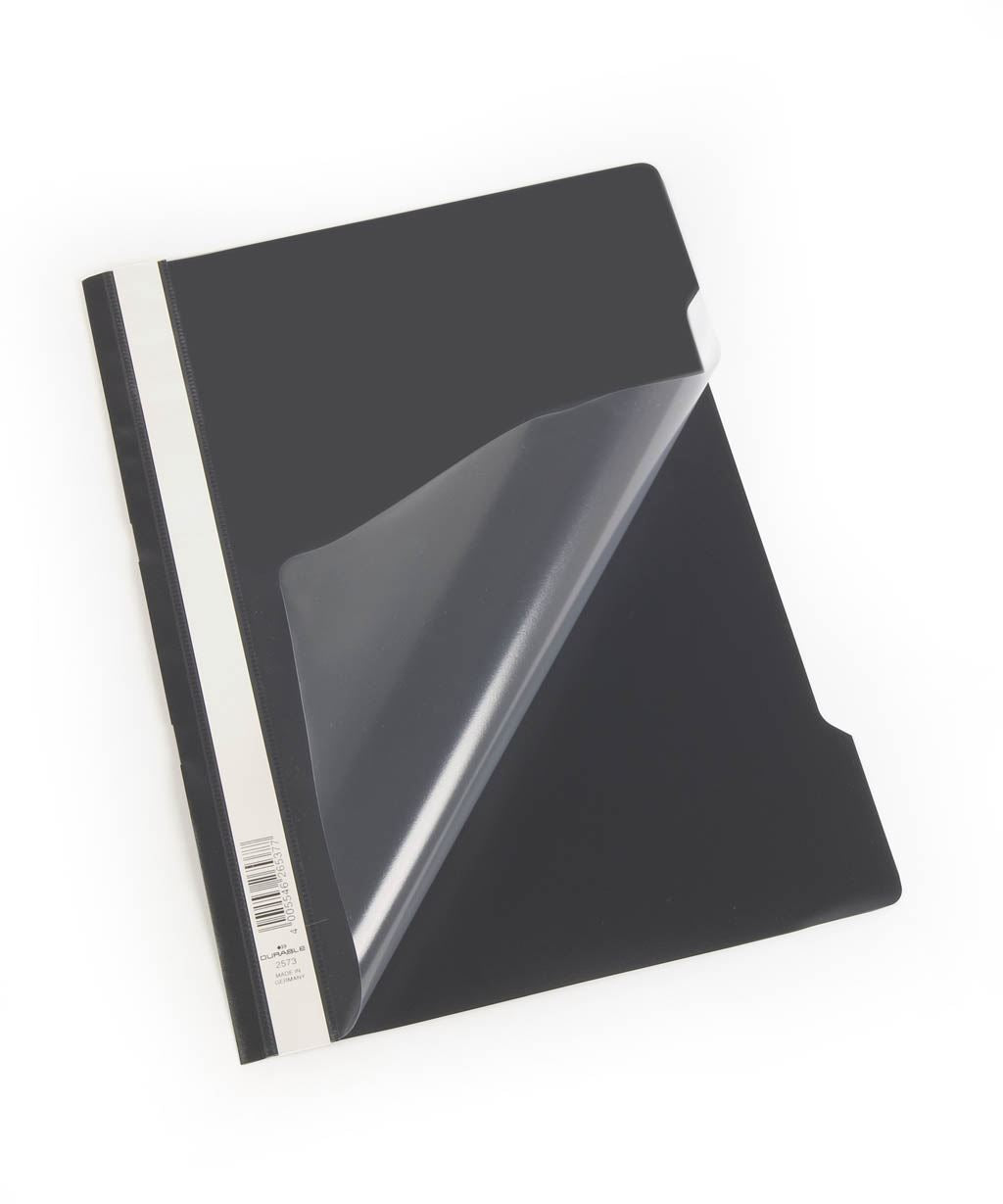 Durable Clear View Project Folder Document Report File | 25 Pack | A4 Black