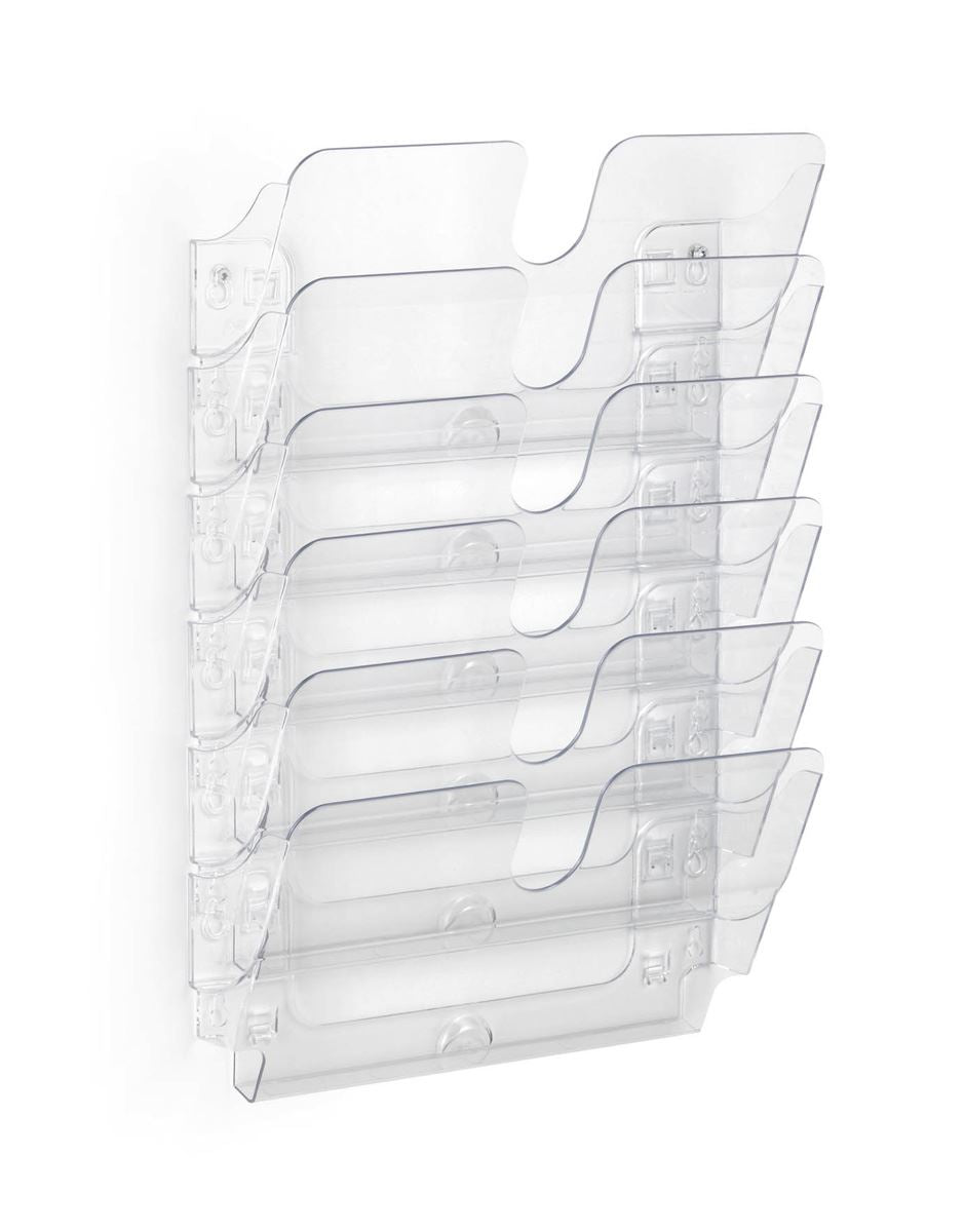 Durable FLEXIPLUS 6 Wall Mounted Literature Tray | A4 Landscape Holder | Clear