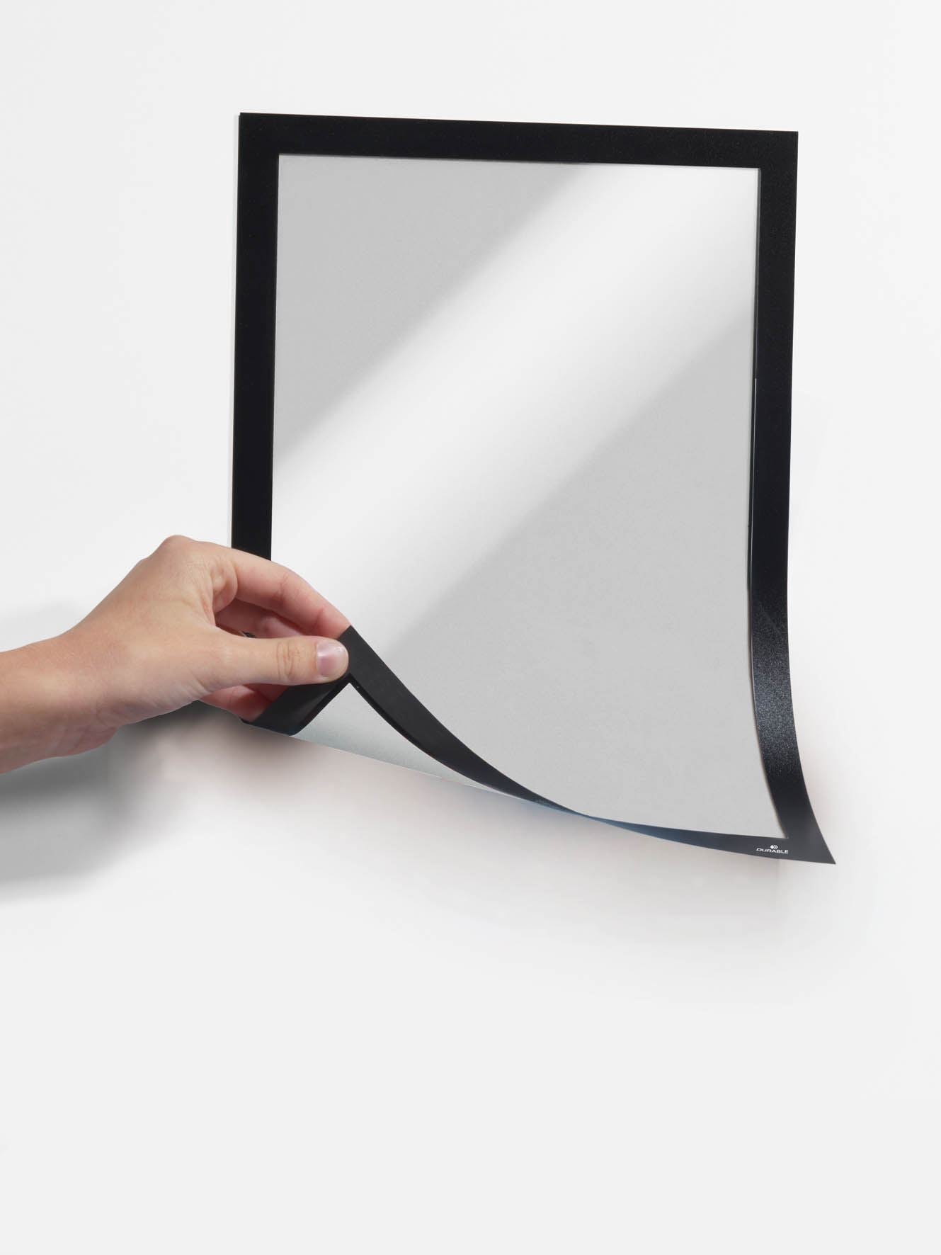Durable DURAFRAME Magnetic Document Signage Frame for Metal | 5 Pack | A4 Black
