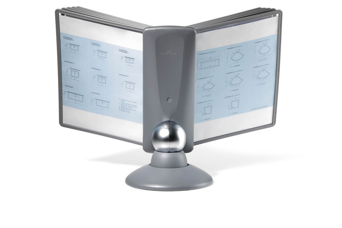 Durable SHERPA MOTION 360 Degree Desk Display Panel Stand | 10 Panels | A4 Grey