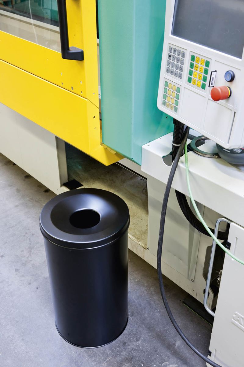 Durable Fire Extinguishing Metal Waste Bin | TUV Certified | 60L | Black