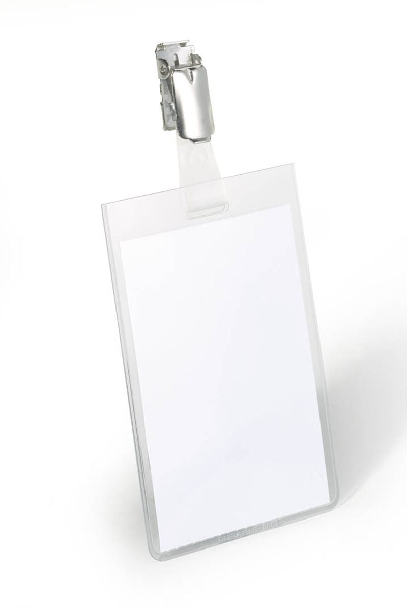 Durable Clip Name Tag ID Badge Card Holders | 25 Pack | Vertical 90 x 60mm