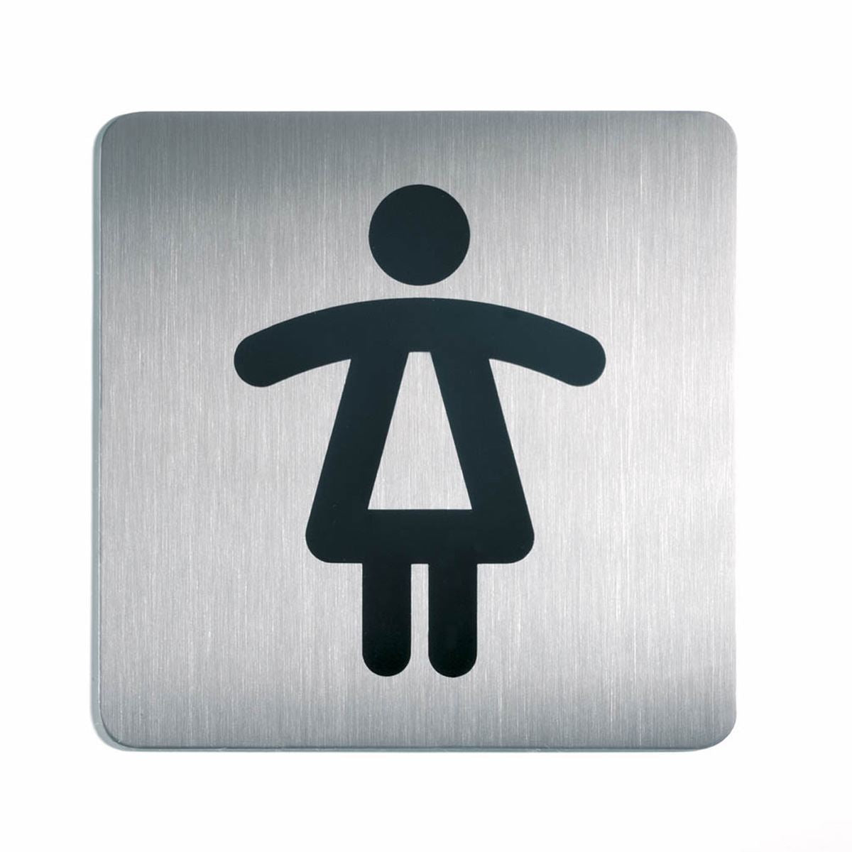 Durable Adhesive Ladies WC Symbol Square Bathroom Toilet Sign | Stainless Steel
