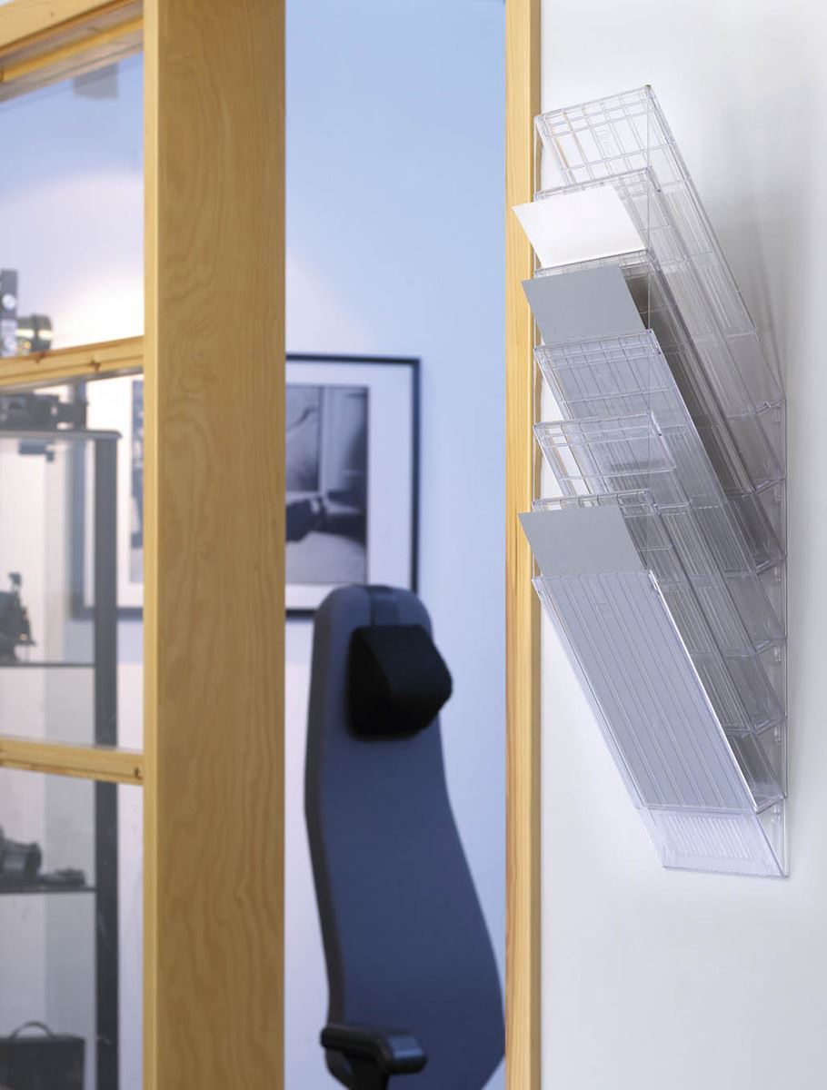 Durable FLEXIBOXX 6 Wall Mounted Literature Tray | A4 Portrait Holder | Clear
