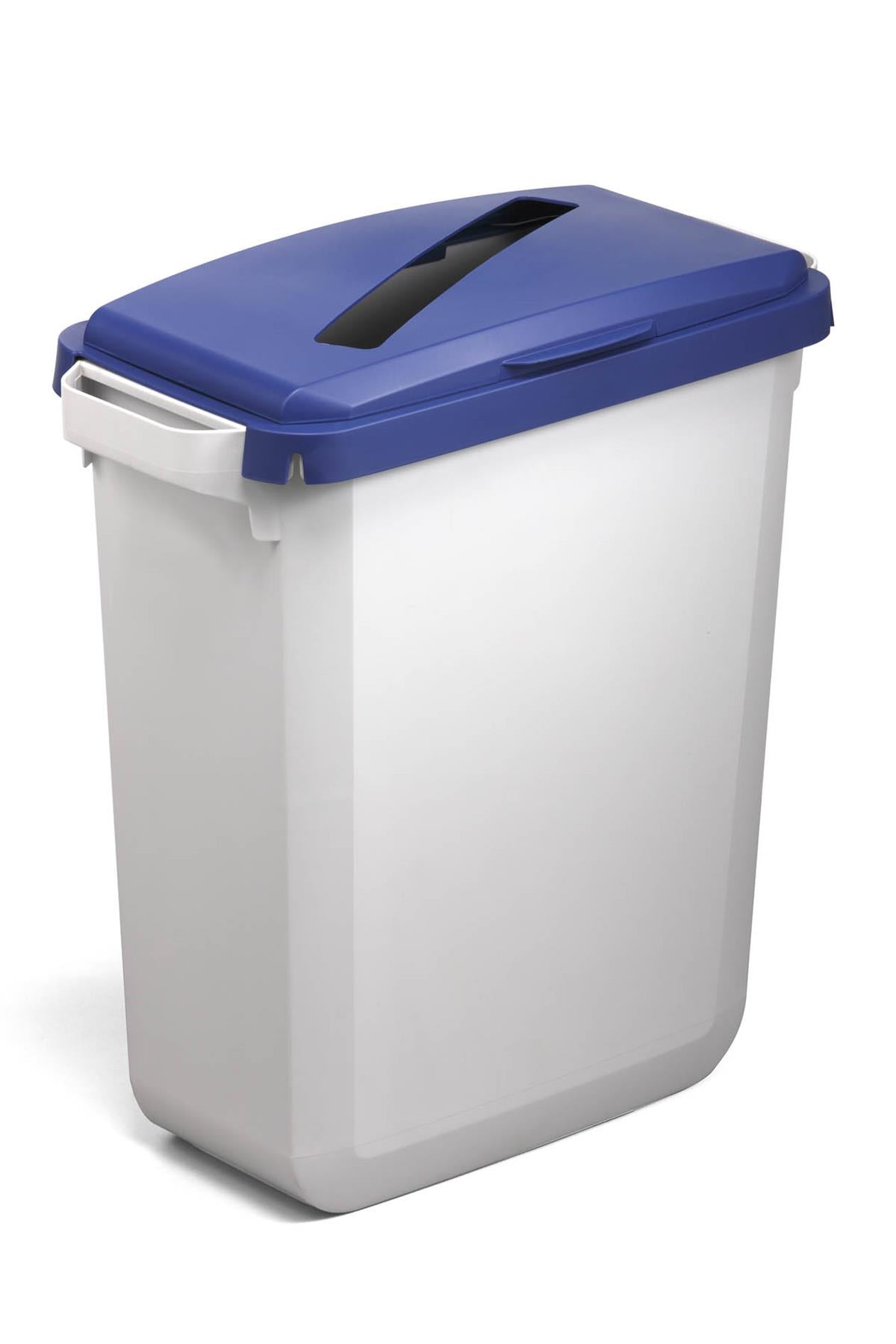 Durable DURABIN Grey Rectangular Recycling Bin + Blue Hinged Slot Lid | 60L