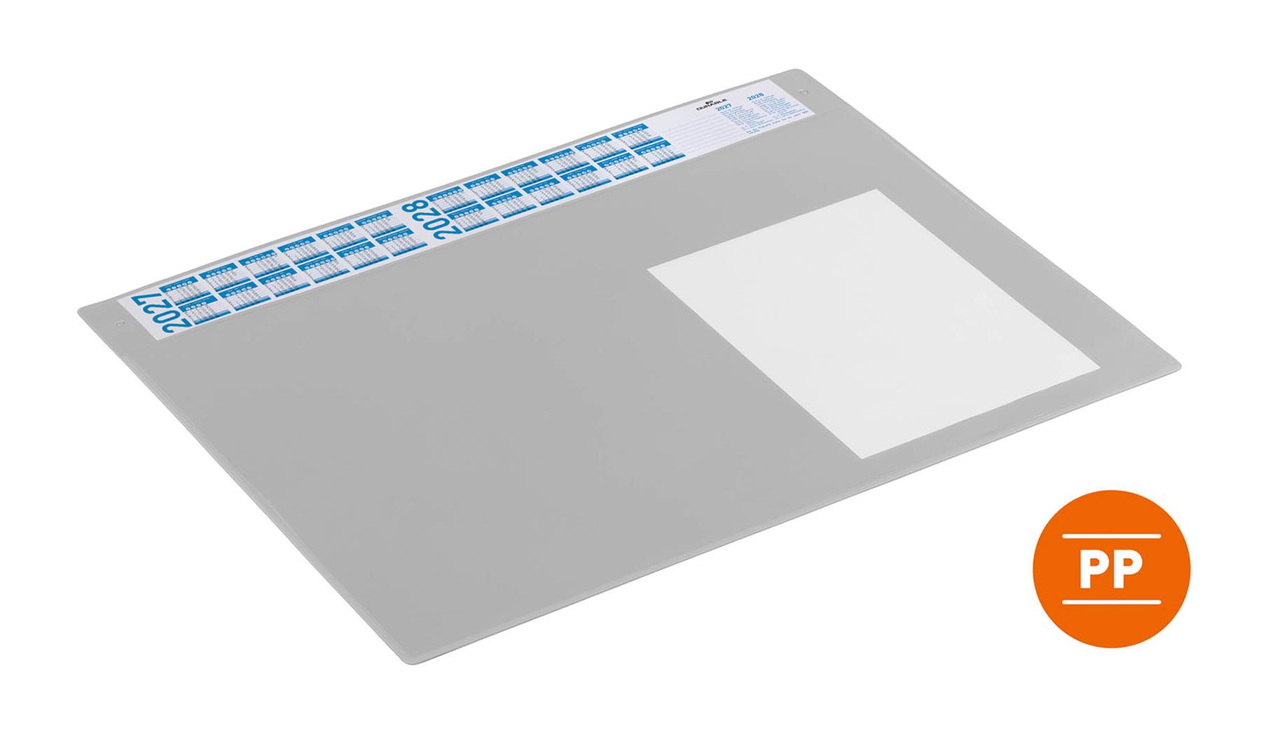 Durable Calendar Desk Mat Clear Overlay Notes Protector Pad | 65x48 cm | Grey
