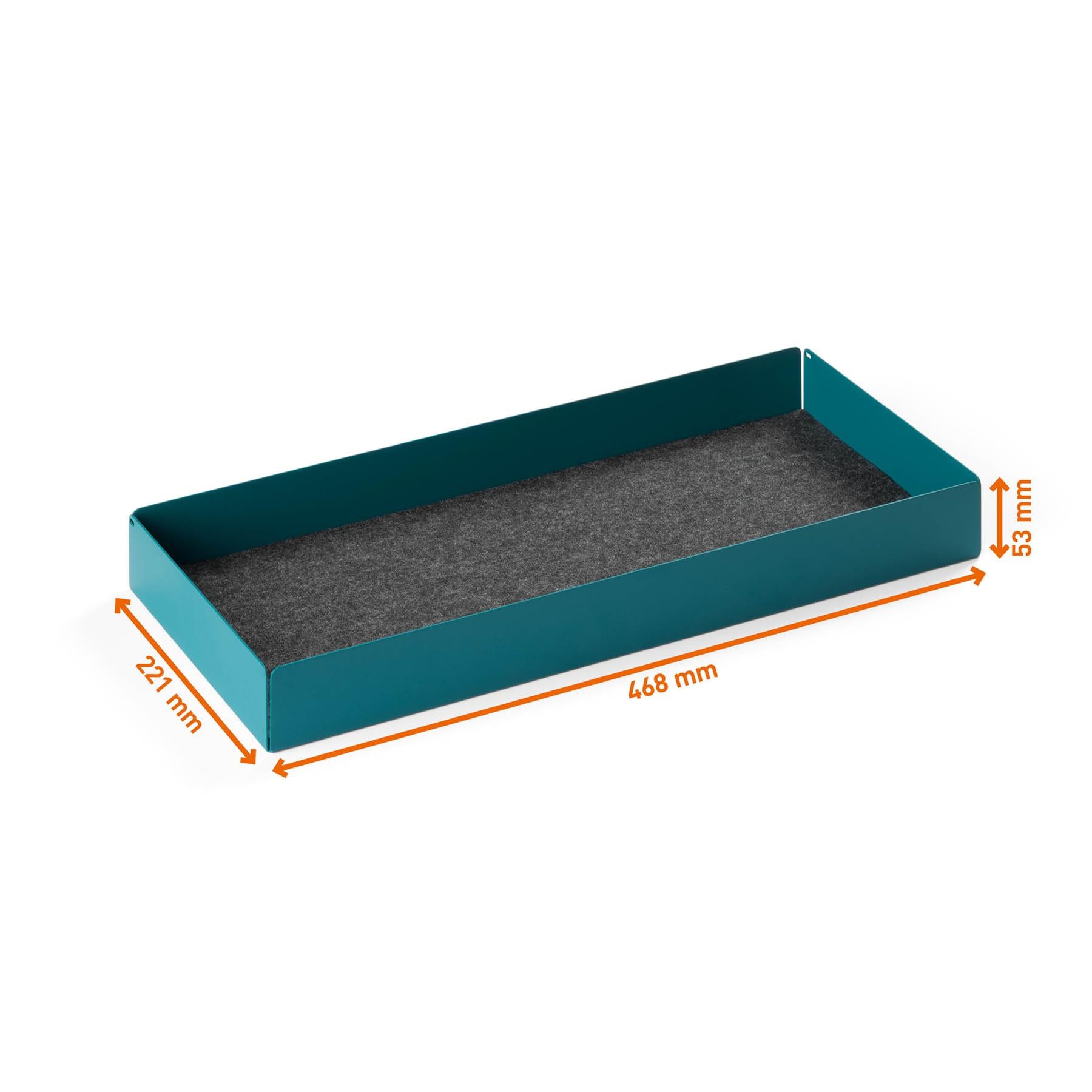 Durable Felt Lined Metal Drawer for Monitor Riser Stand | 47 x 22cm Teal