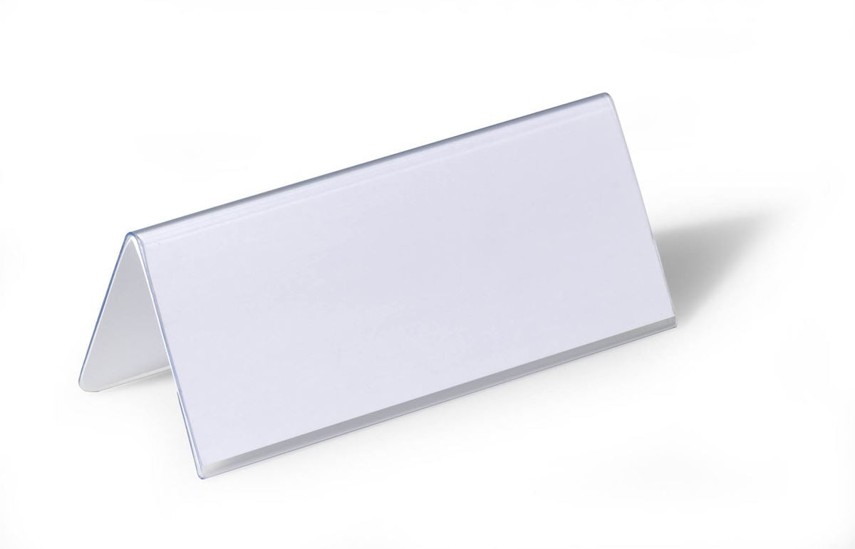 Durable Clear Plastic Table Place Name Holders and Inserts | 25 Pack | 61x150mm