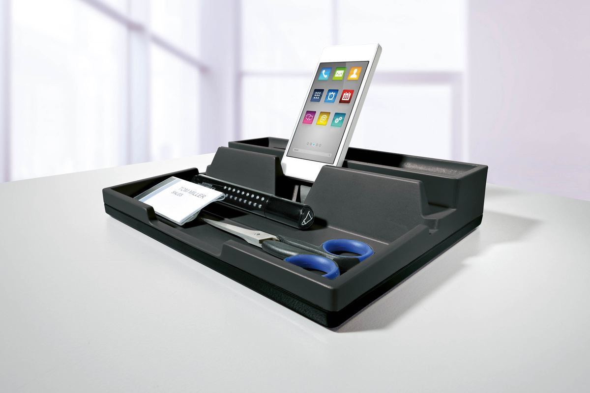 Durable VARICOLOR Desk Stationery Organiser Tray Pen Pencil Tidy Storage | Grey