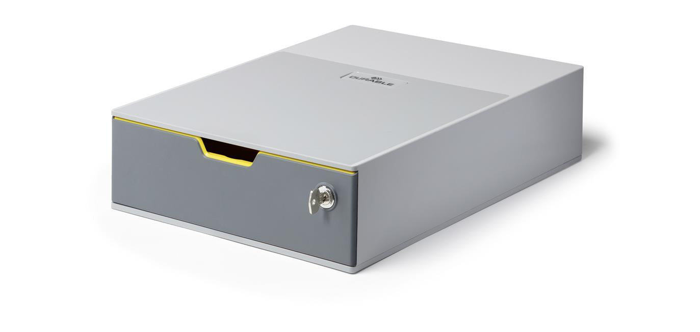 Durable VARICOLOR SAFE Lockable GDPR Desktop Storage Box Drawer | A4+ Yellow