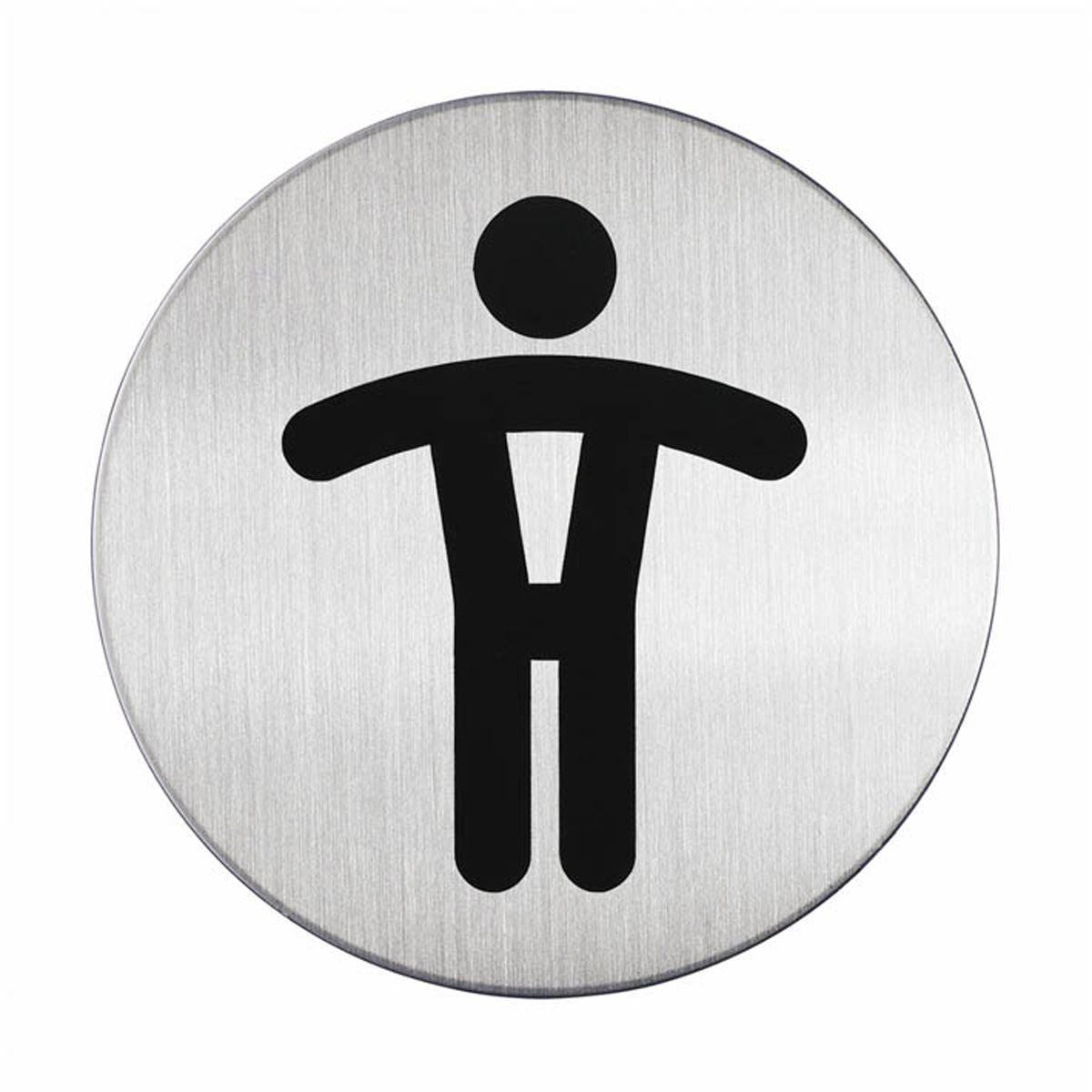 Durable Adhesive Men's WC Symbol Bathroom Toilet Sign | Stainless Steel | 83mm