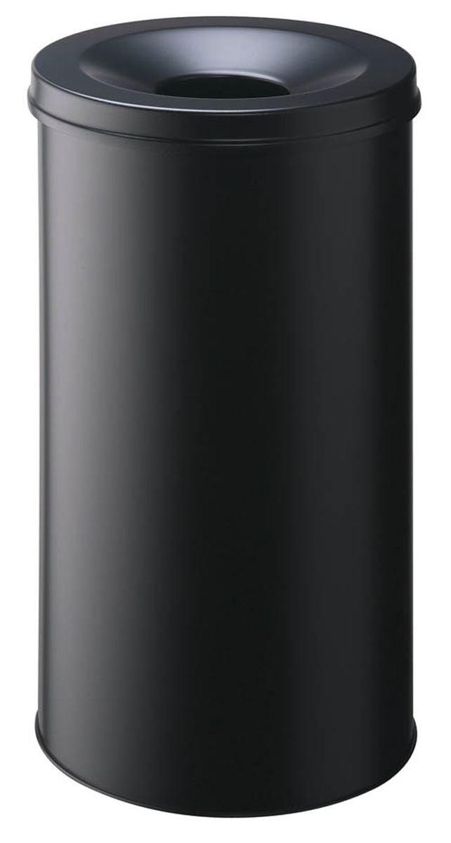 Durable Fire Extinguishing Metal Waste Bin | TUV Certified | 60L | Black