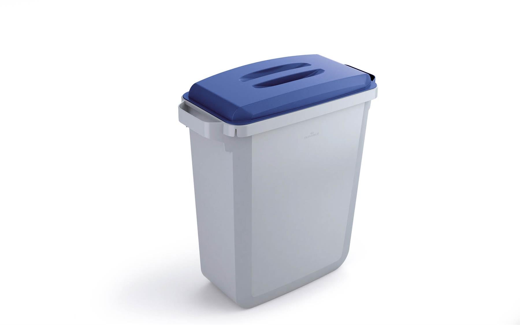 Durable DURABIN Grey Recycling Bin with Blue Lid + Black Duraframe | 60L