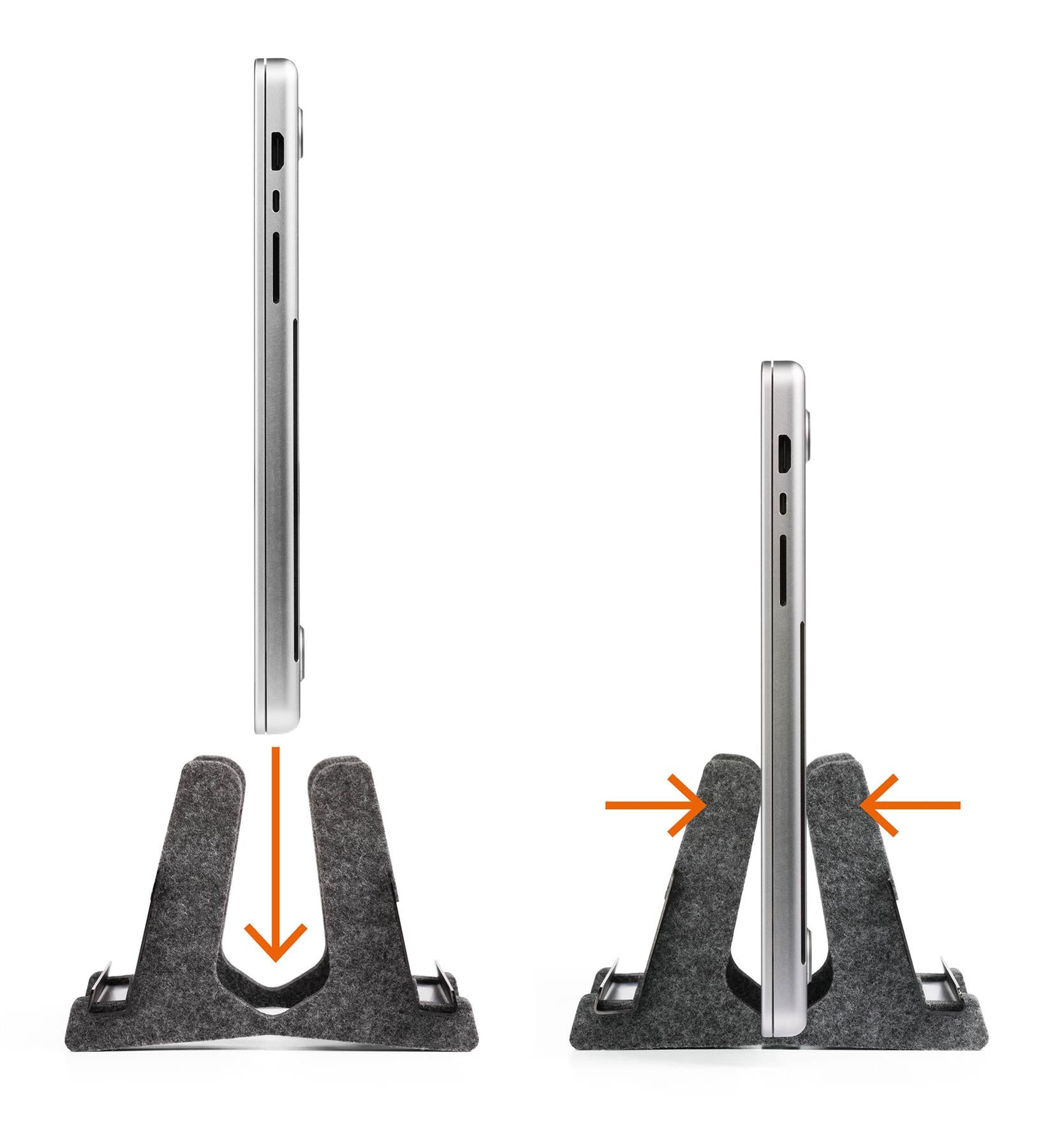 Durable Recycled Felt Vertical Laptop Stand Dock | Space Saving 3-in-1 Holder