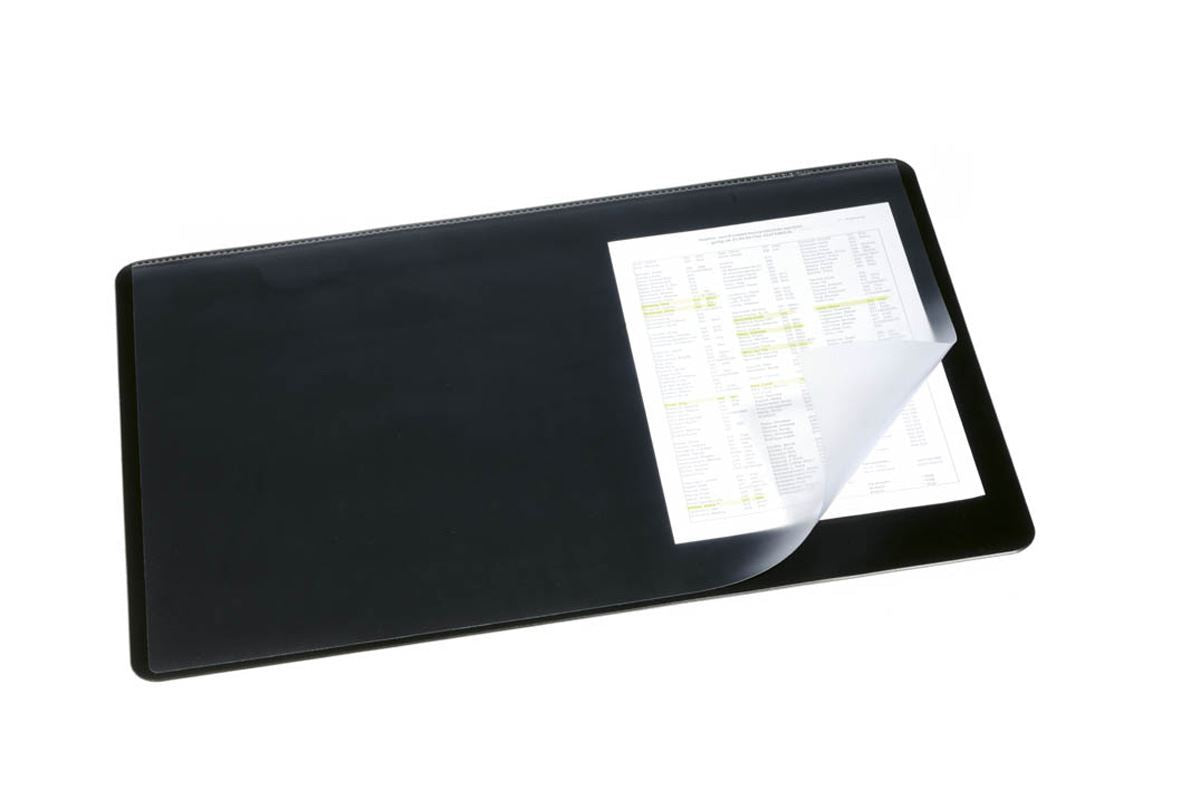 Durable Clear Overlay Non-Slip Desk Mat Notes Protector Pad | 53x40 cm | Black