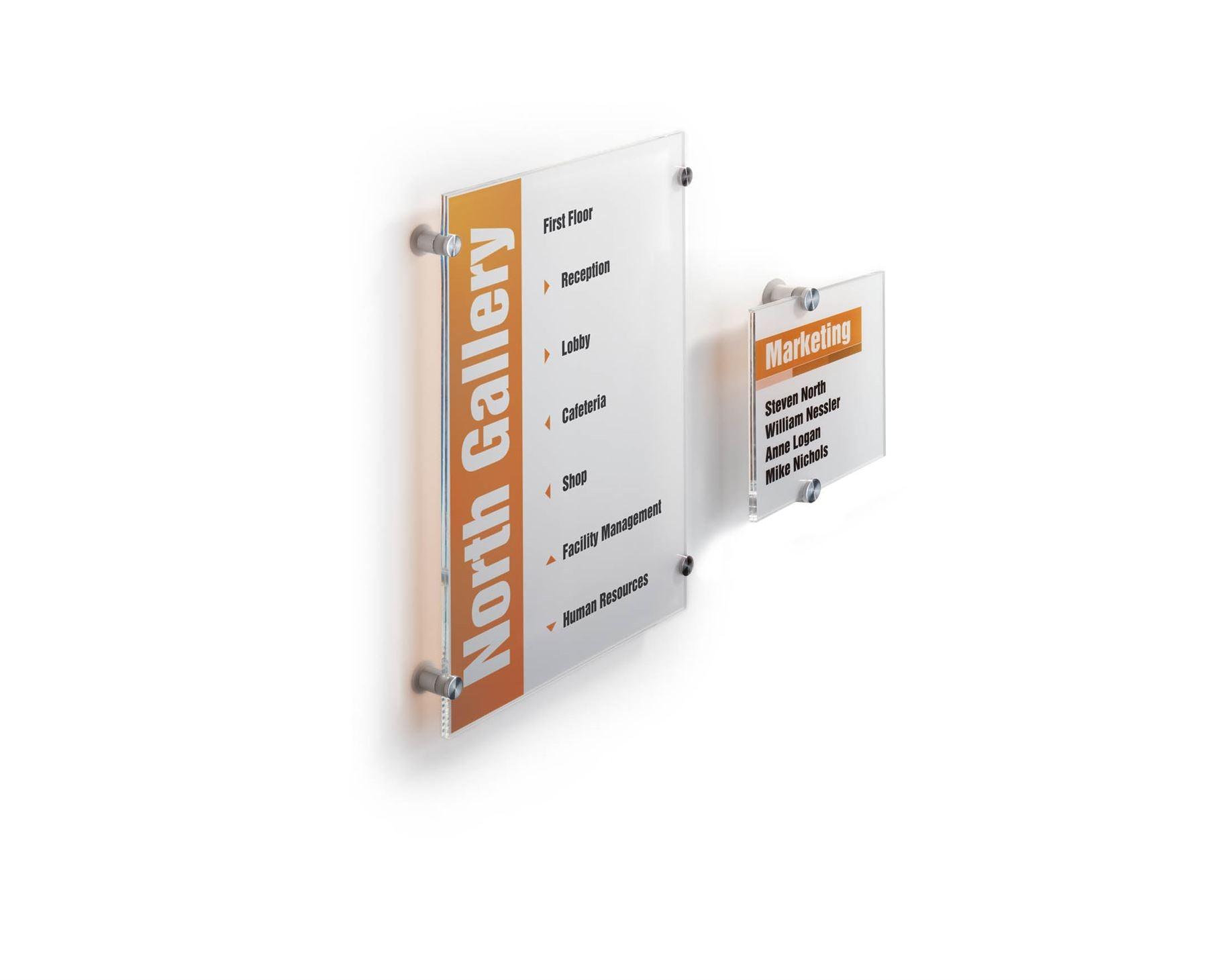 Showing Durable UK's Durable CRYSTAL Frameless Acrylic Door Sign Holder Wall Mounted | A3, available as SKU 482619 with EAN 4005546403656.