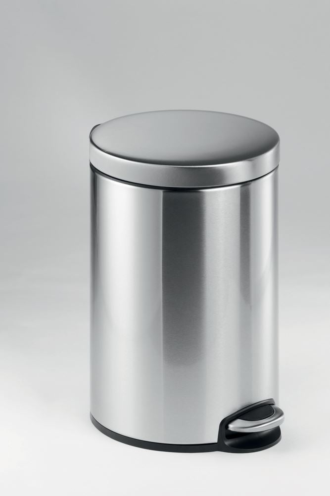 Durable Stainless Steel Pedal Bin 12L | Soft-Close Round Waste Bin | Silver