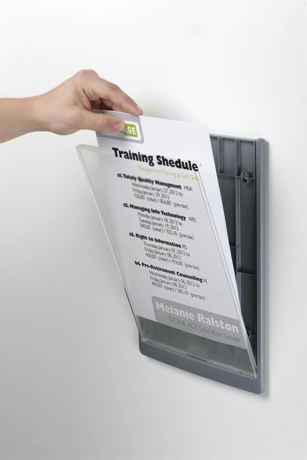 Durable Adhesive CLICK SIGN Wall Mounted Door Sign Holder | A4 | Graphite Grey