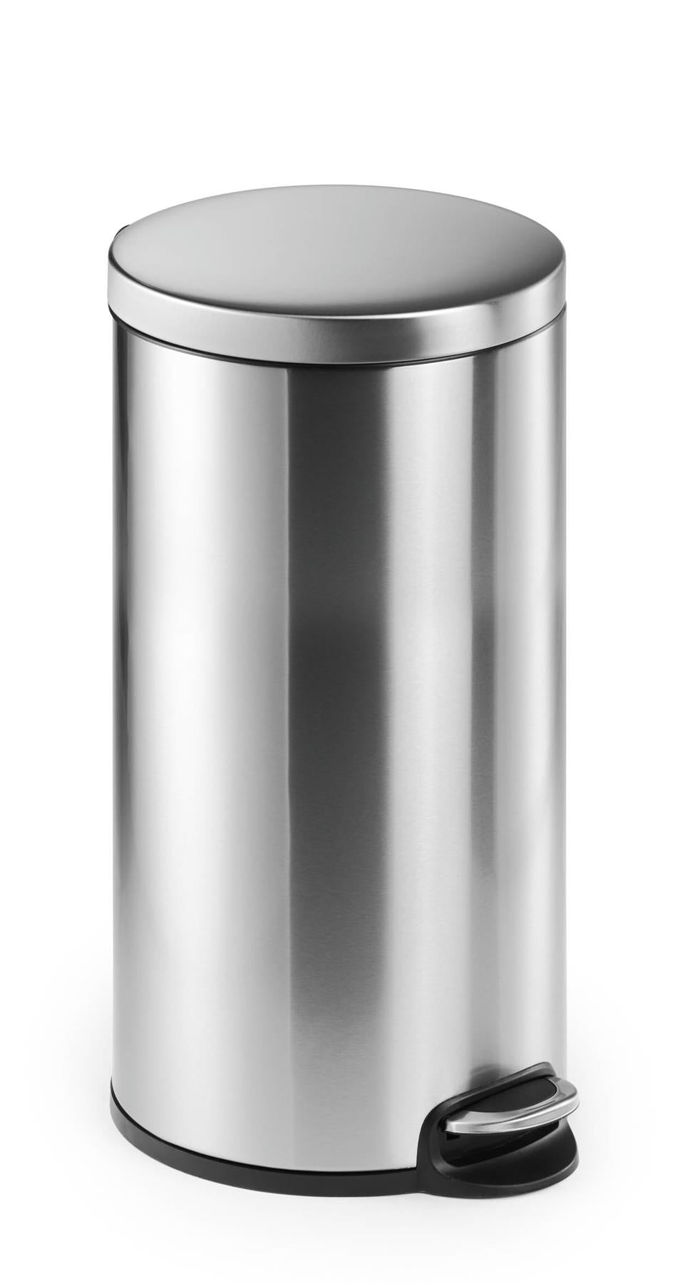 Durable Round Stainless Steel Pedal Bin | 30 Litre | Silver