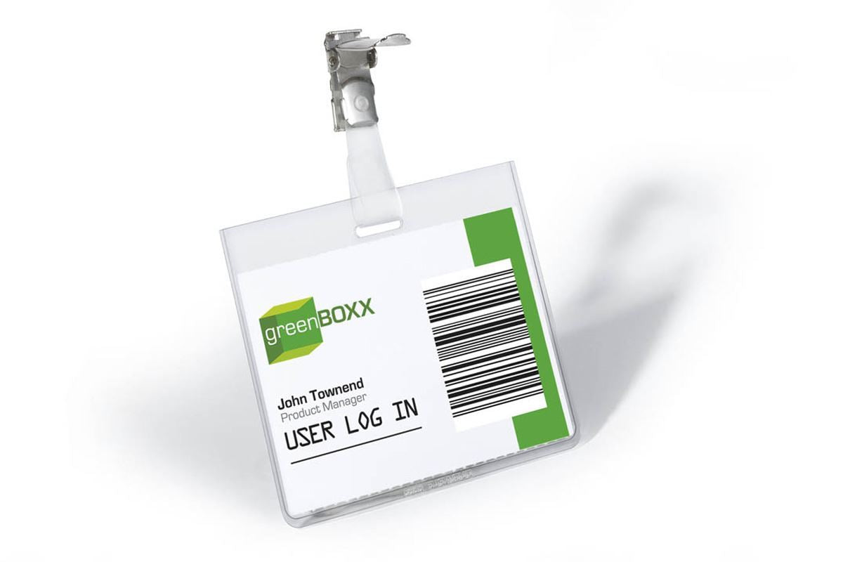 Durable Clip Name Tag ID Badge Card Holders + Inserts | 25 Pack | 60 x 90mm