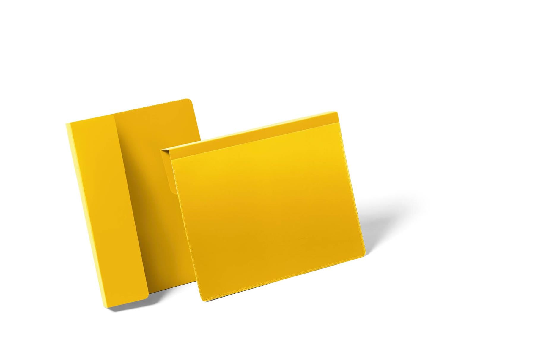 Durable Hanging Ticket Holder Label Pocket Document Pouch | 50 Pack | A5 Yellow