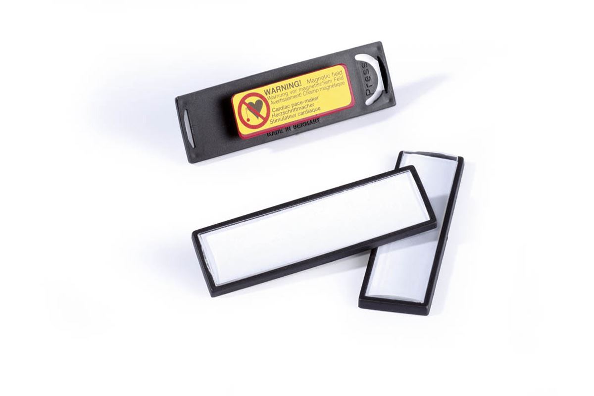 Durable Conference Magnet Name Tag Badge Holders + Inserts | 25 Pack | 17 x 67mm