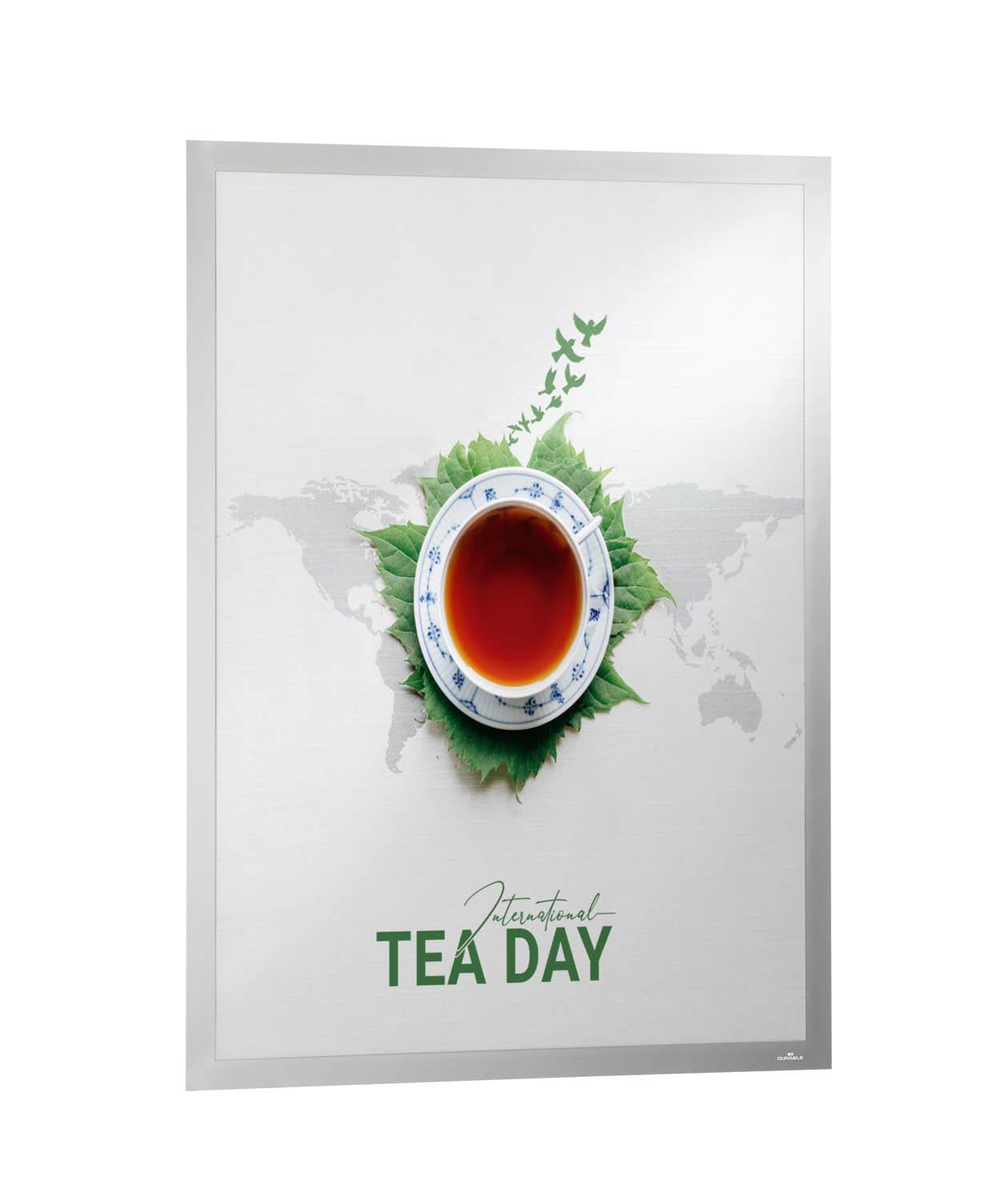 Durable DURAFRAME UV Poster Adhesive Magnetic Signage Frame | 50x70 cm | Silver