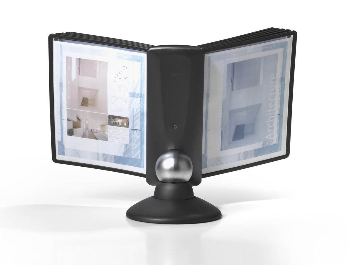 Durable SHERPA MOTION 360 Degree Desk Display Panel Stand | 10 Panels | A4 Black