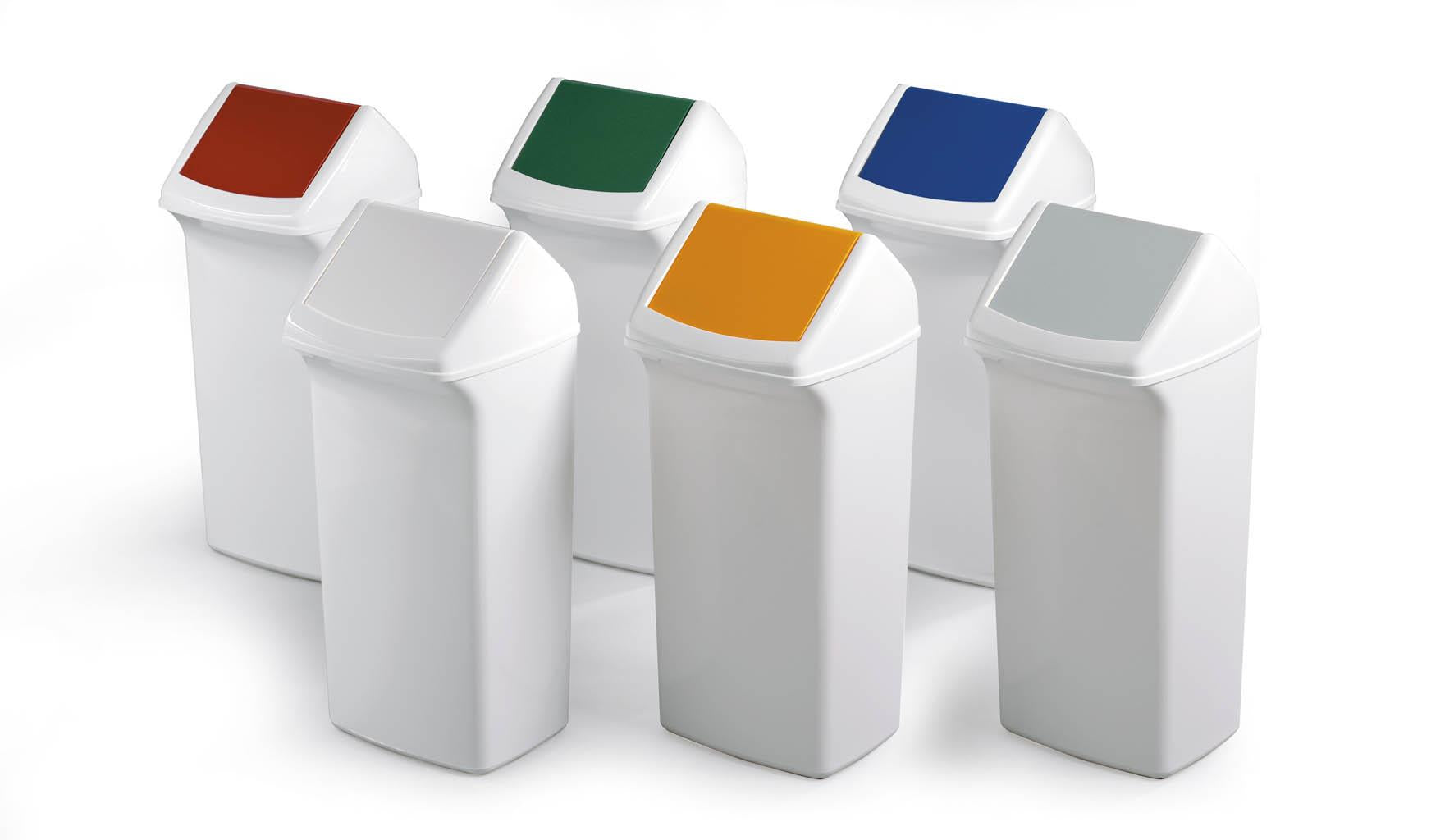 Durable DURABIN Contemporary White Square Recycling Bin + Swing Lid | 40L