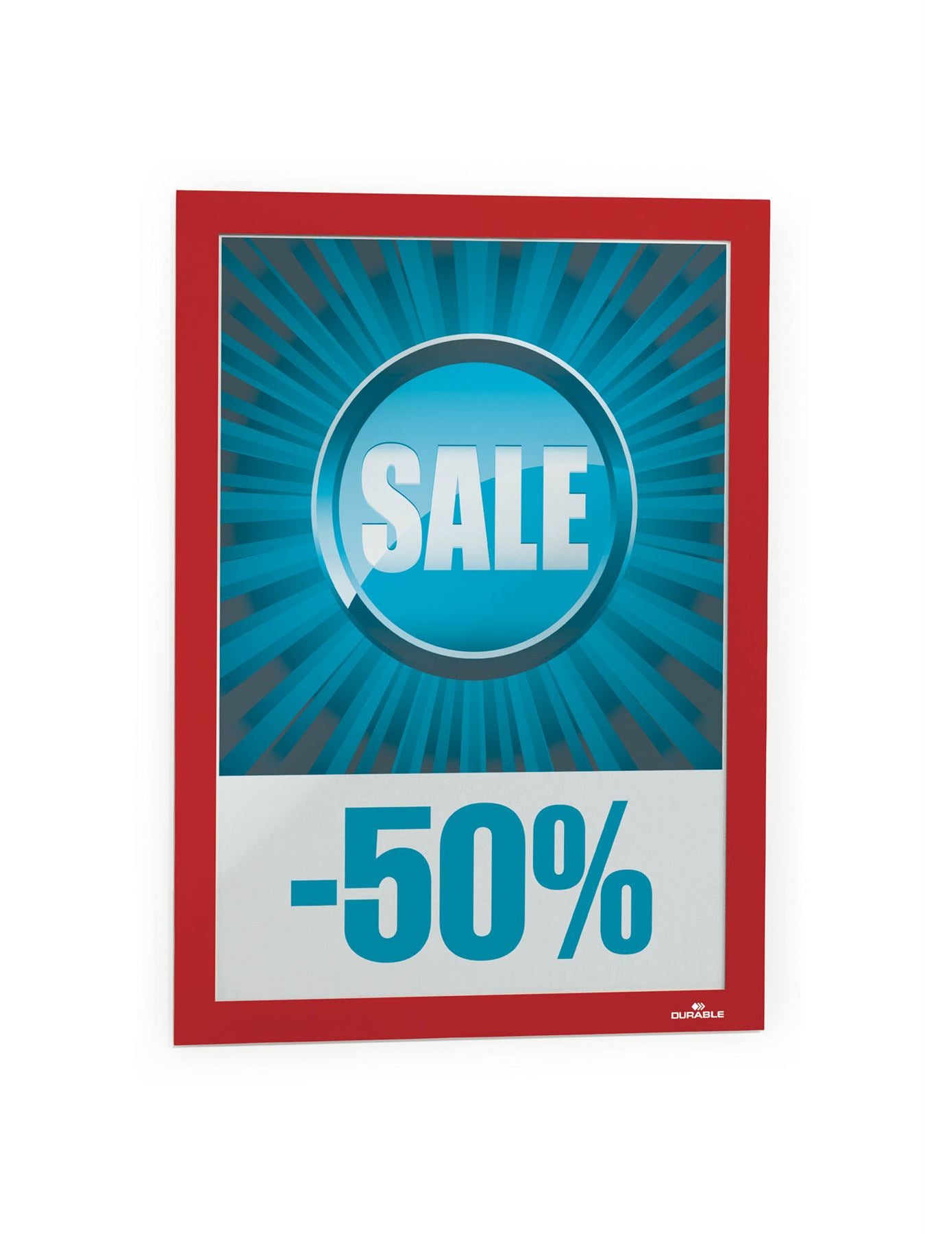 Durable DURAFRAME Self Adhesive Magnetic Signage Frame | 2 Pack | A4 Red