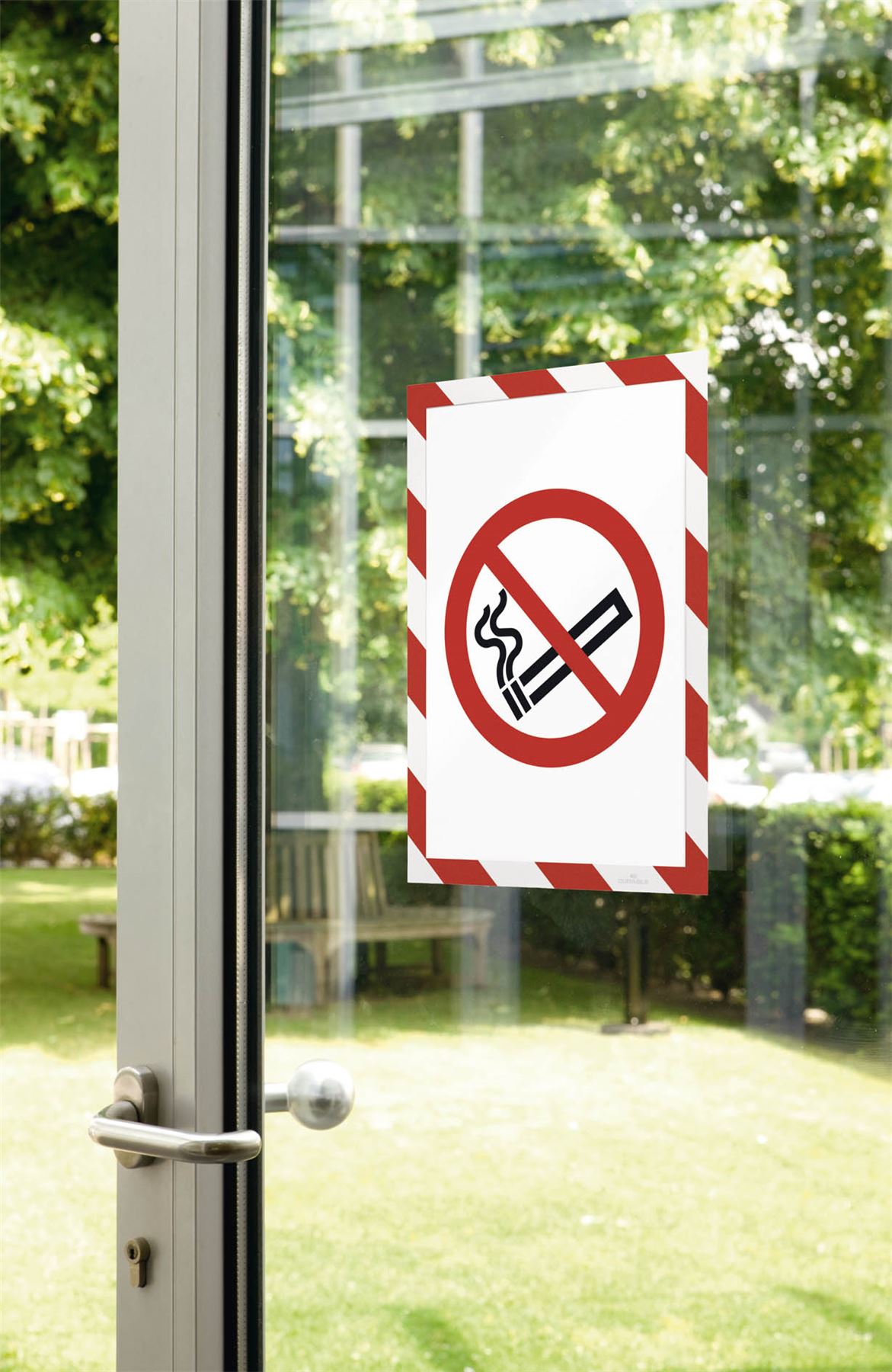 Durable DURAFRAME Adhesive Magnetic Hazard Frame | 2 Pack | A4 Red & White