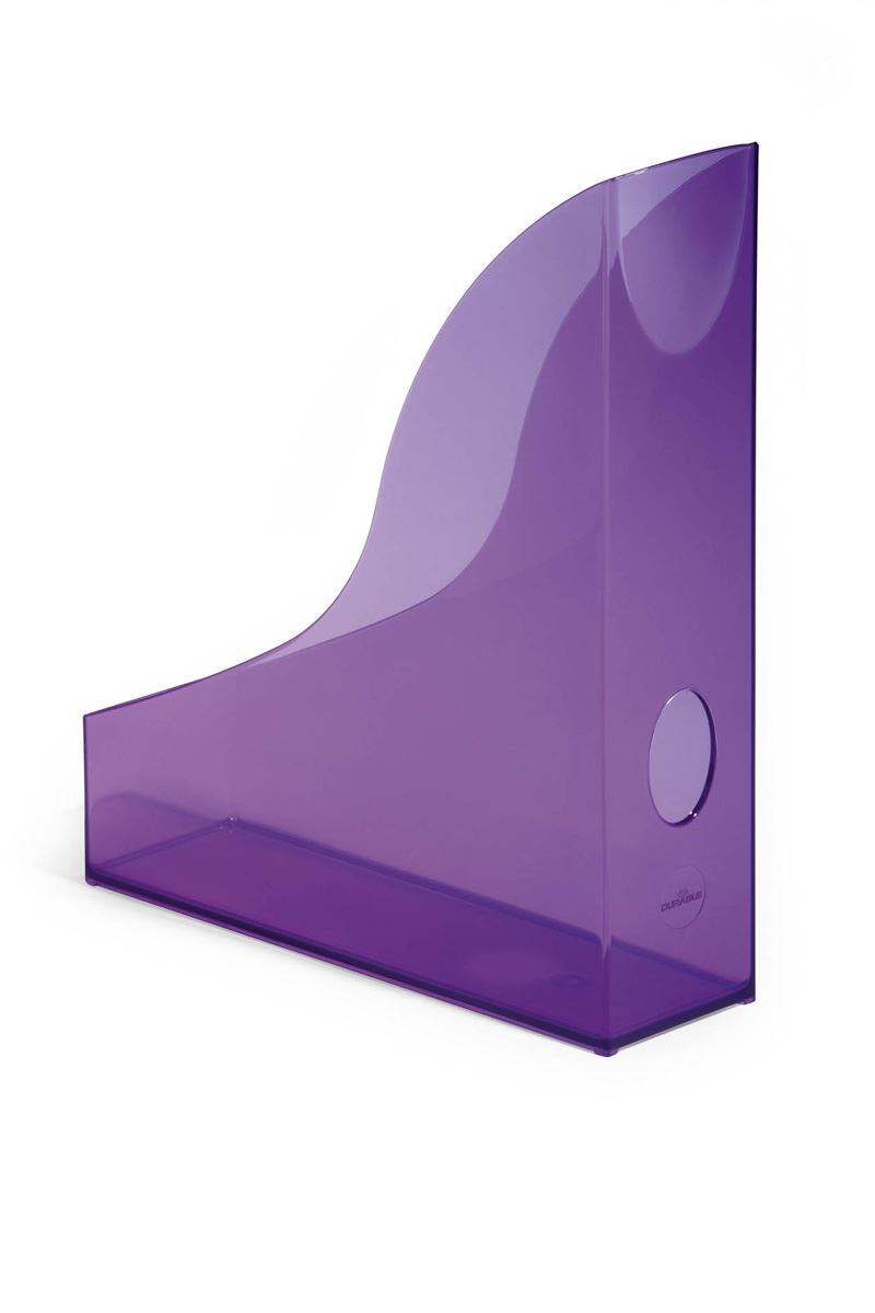 Durable Translucent Magazine Rack Document Desk File Organiser | A4 Clear Purple