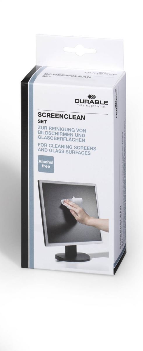 Durable SCREENCLEAN Screen Clean Spray Bottle and 20 Wipes | 125ml