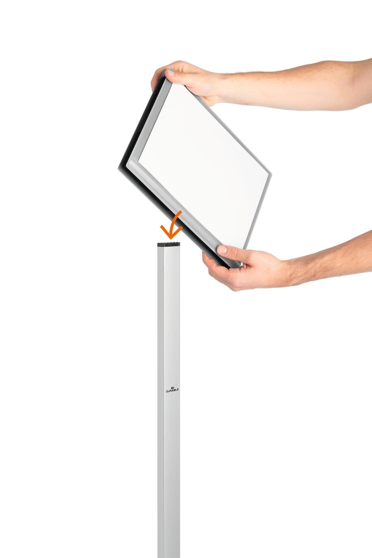Durable INFO STAND OUTDOOR Stainless Steel Floor Sign | A4 Display Panel | Grey