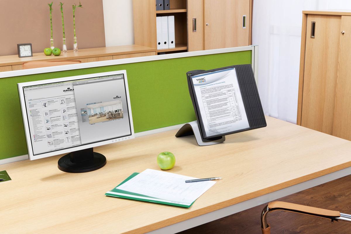 Durable SHERPA STYLE TABLE 10 Display Panel Desk Stand | 10 Panels | A4 Black