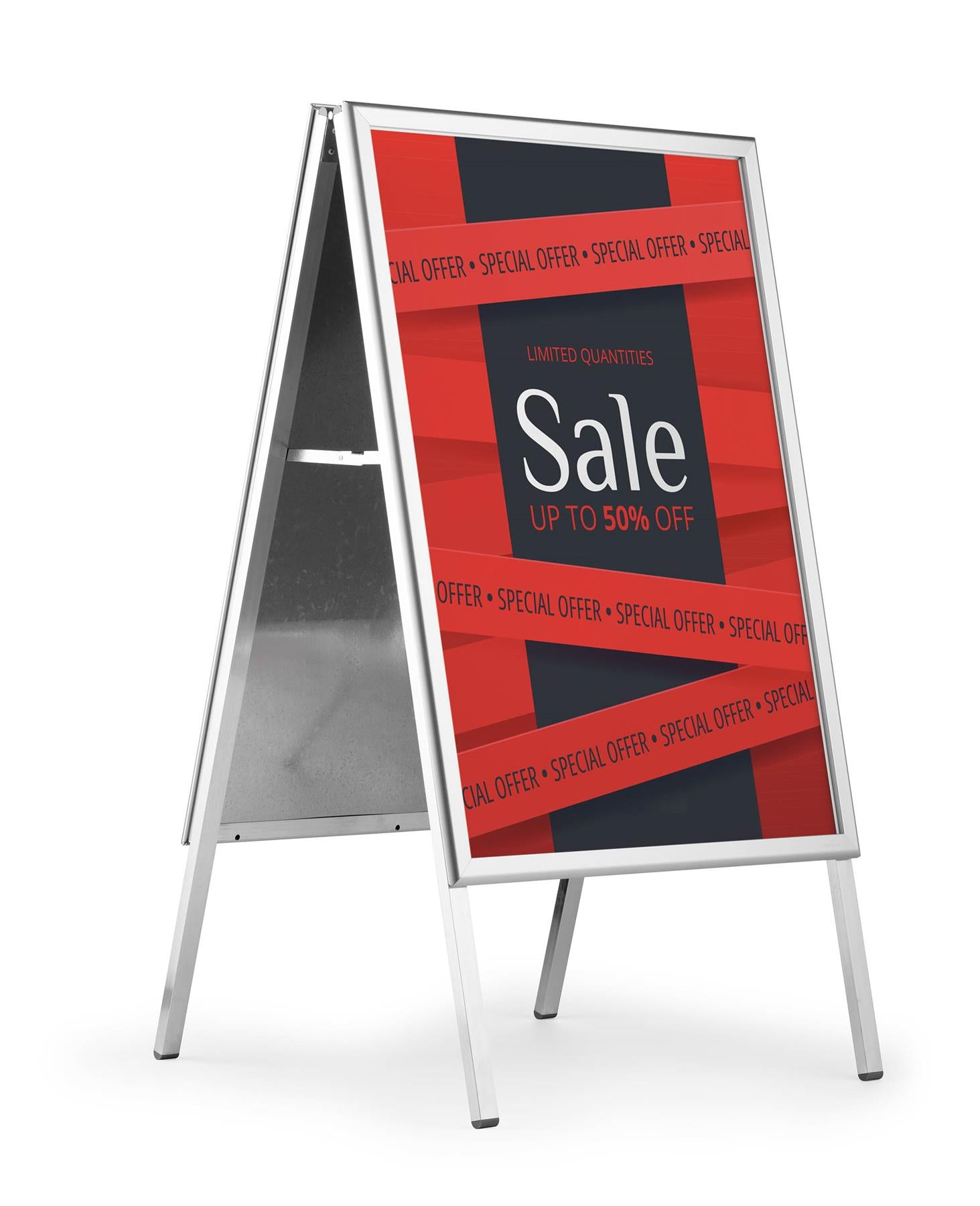 Durable A Board Foldable Pavement Sign Double Sided Snap Frame Stand | A1 Silver