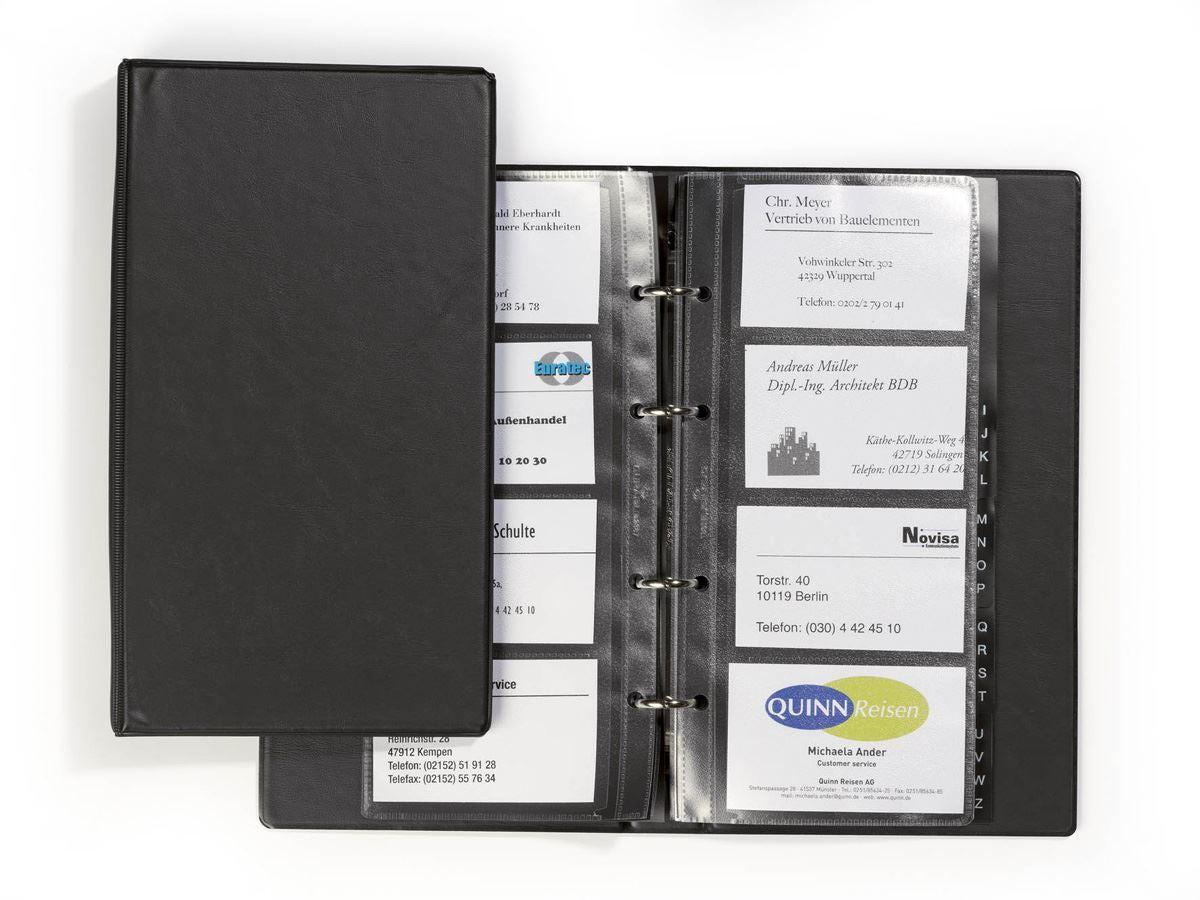 Durable VISIFIX 96 Business Card Ring Binder Album Book | A-Z Index Tabs | Black
