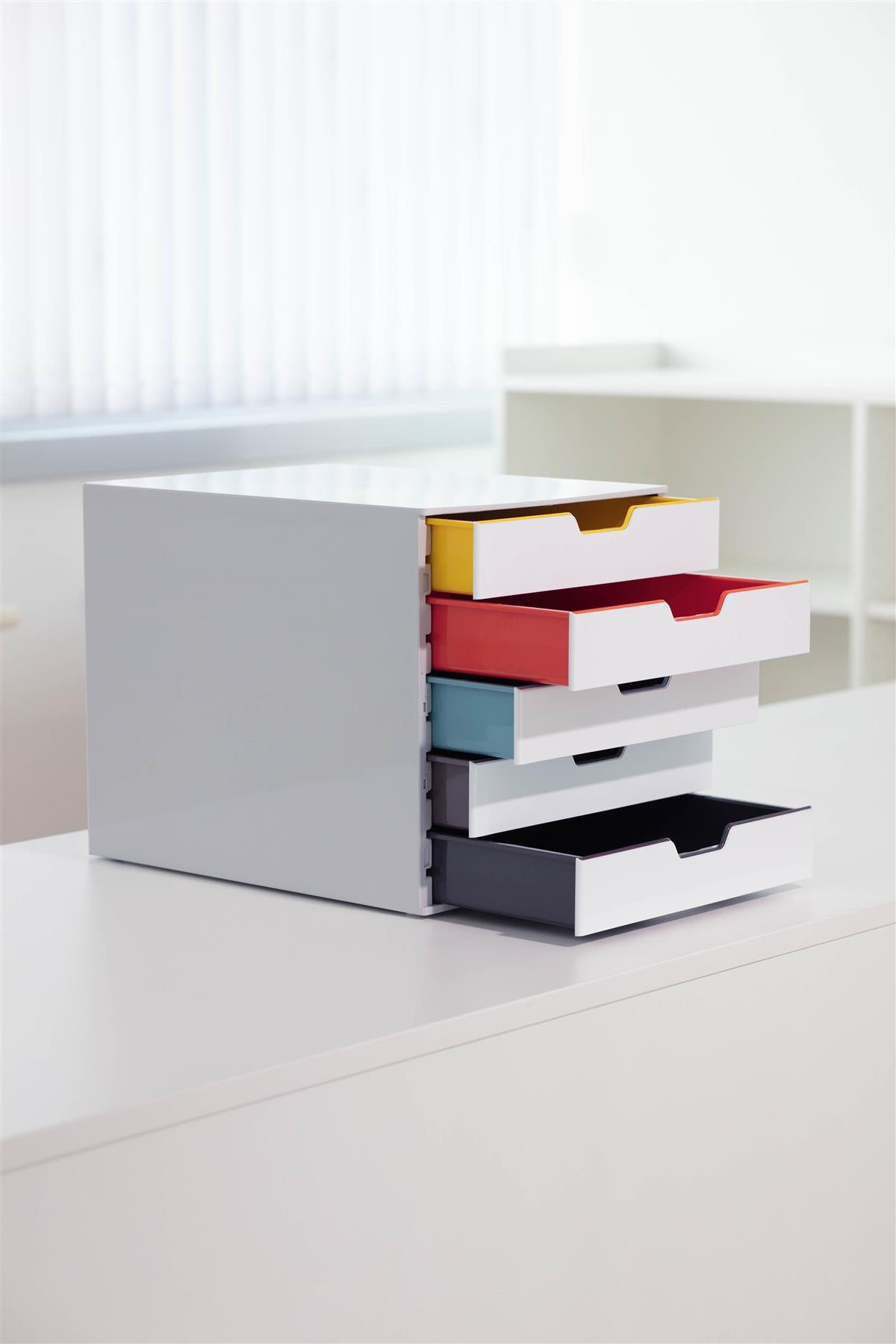 Durable VARICOLOR Desktop Organiser 5 Drawer Colour Coded Modular Storage | A4+
