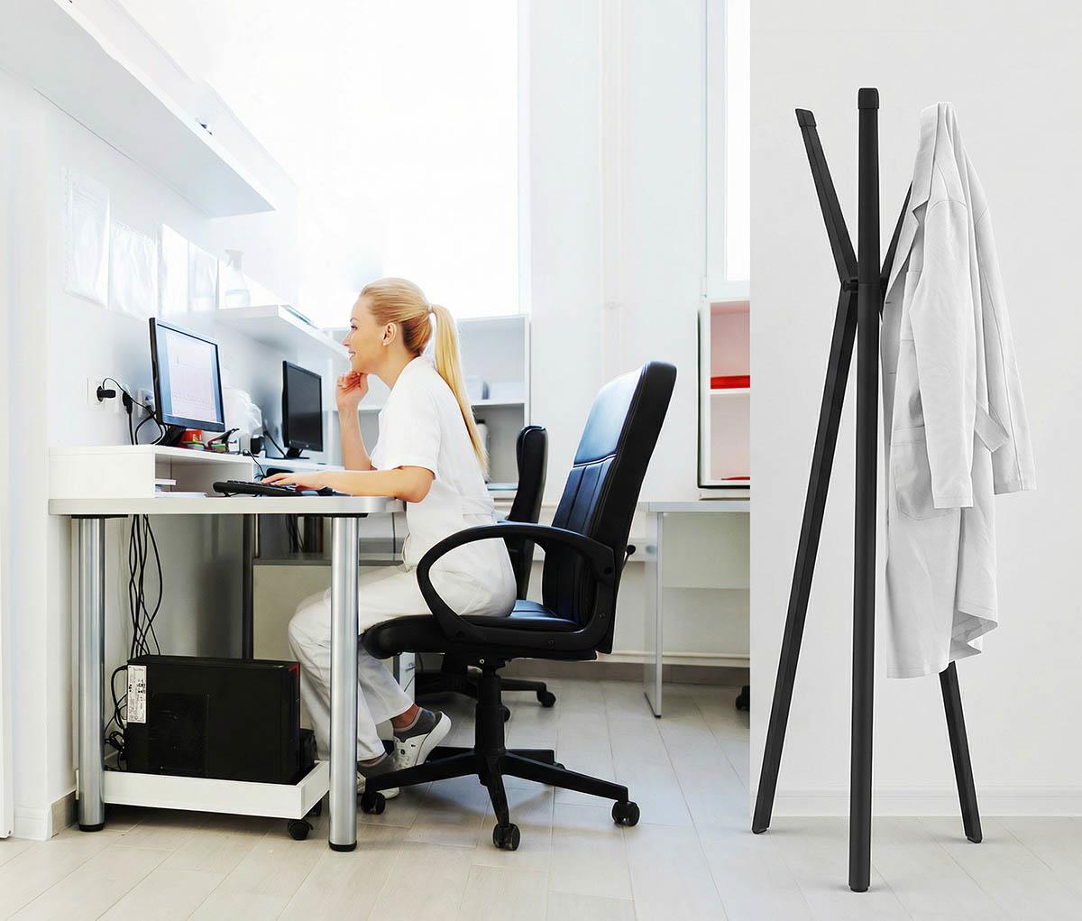 Durable DURASTORE Aluminium Coat Stand Freestanding 6 Hooks Clothes Rack | Black