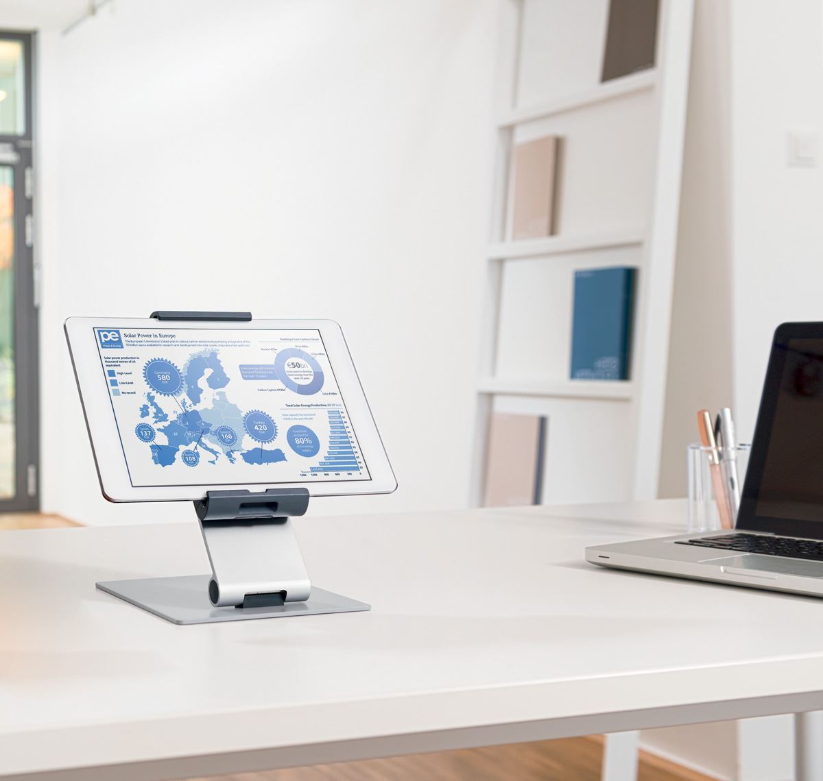 Durable Aluminium Foldable Tablet Holder iPad Desk Stand | Lockable & Rotatable