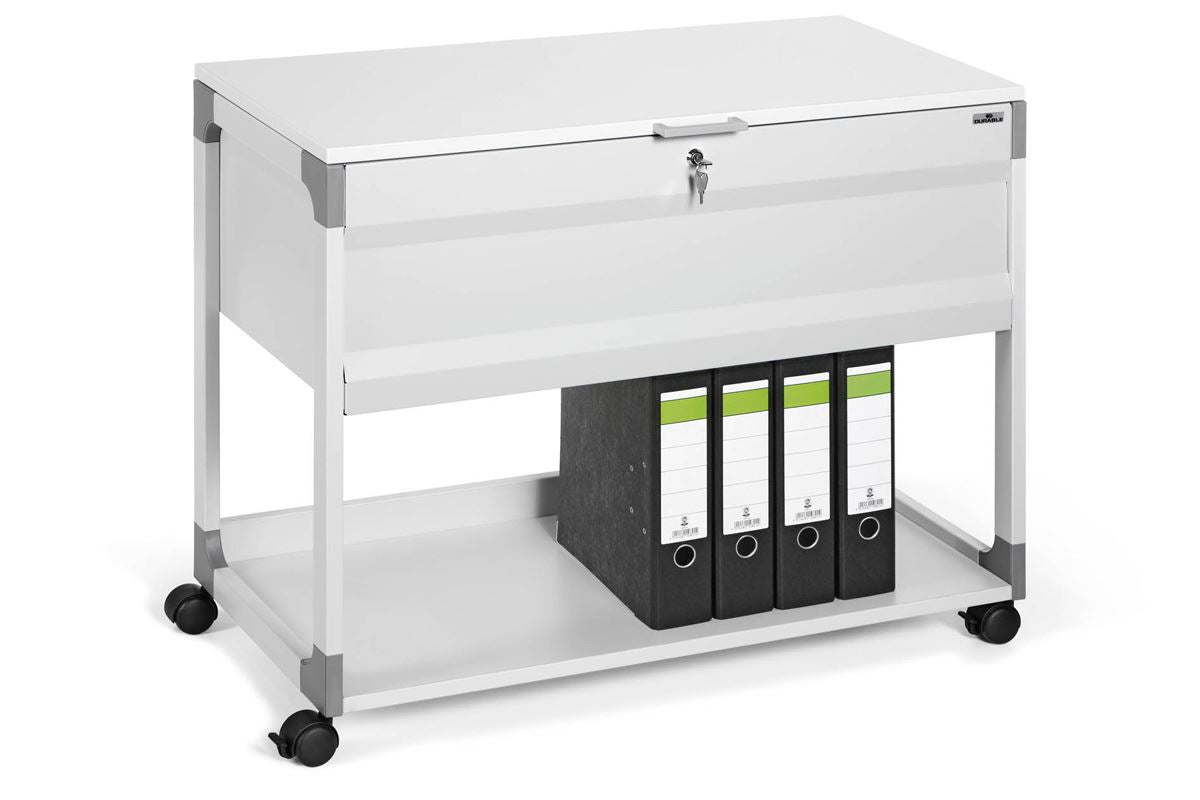 Durable Locking Lid Suspension File Trolley | for 100 A4 Folders | Grey